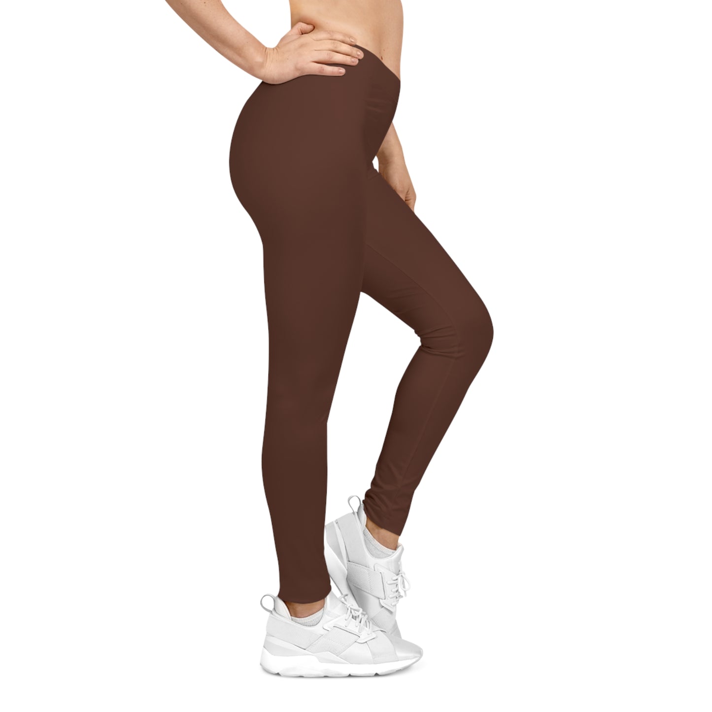 Dark Walnut Brown Color Women's Poly-Span Casual Leggings XS-2XL