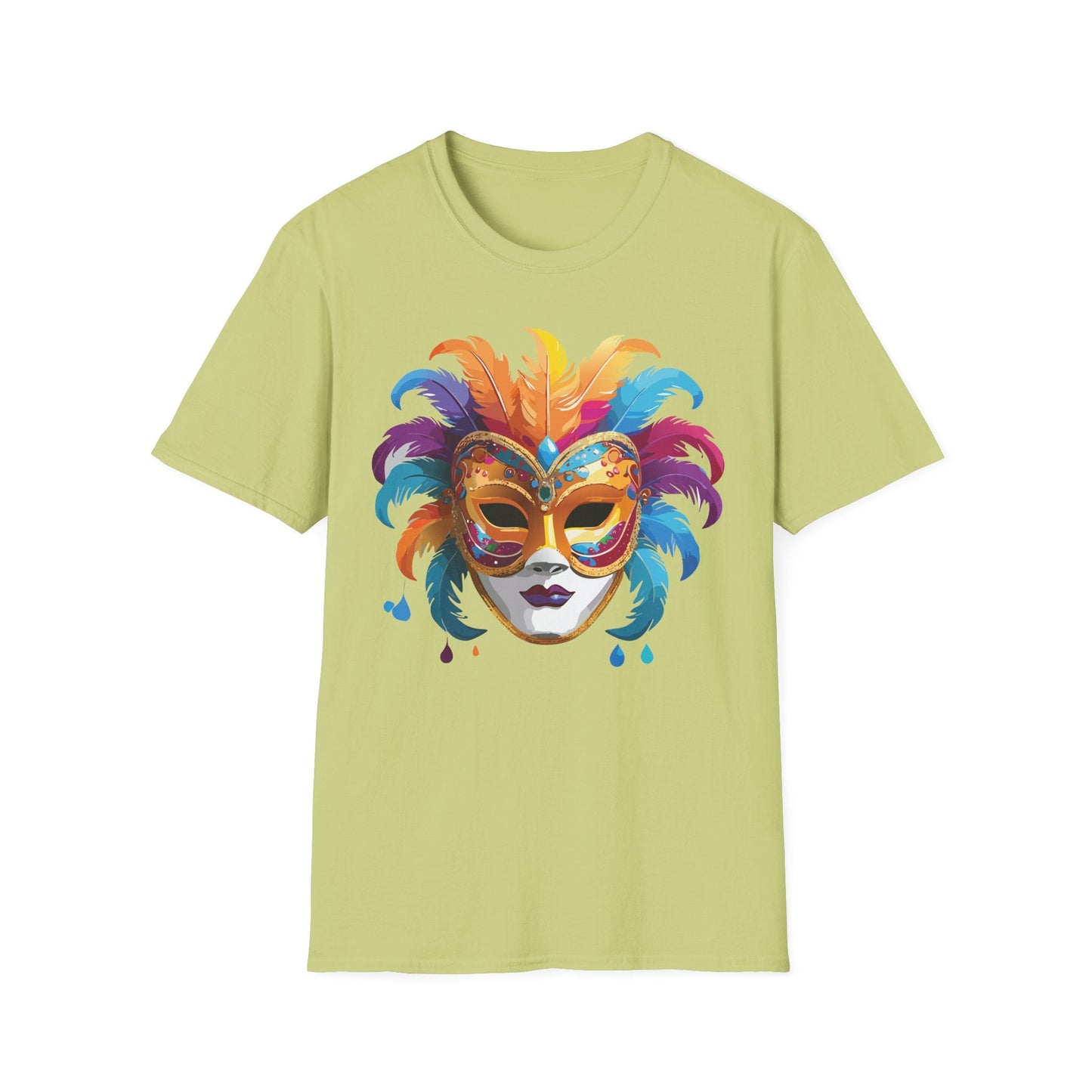 Mask Tee Shirt Unisex Masquerade Design Art Graphic Gildan Softstyle 64000 Cotton Tee