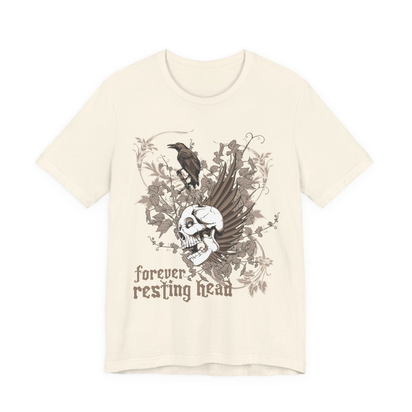 Forever Resting Head Tee, Edgy Graphic Shirt, Music T-Shirt, Gothic Tees, Skull Shirt, Art Design Tee, Skull Graphic Top