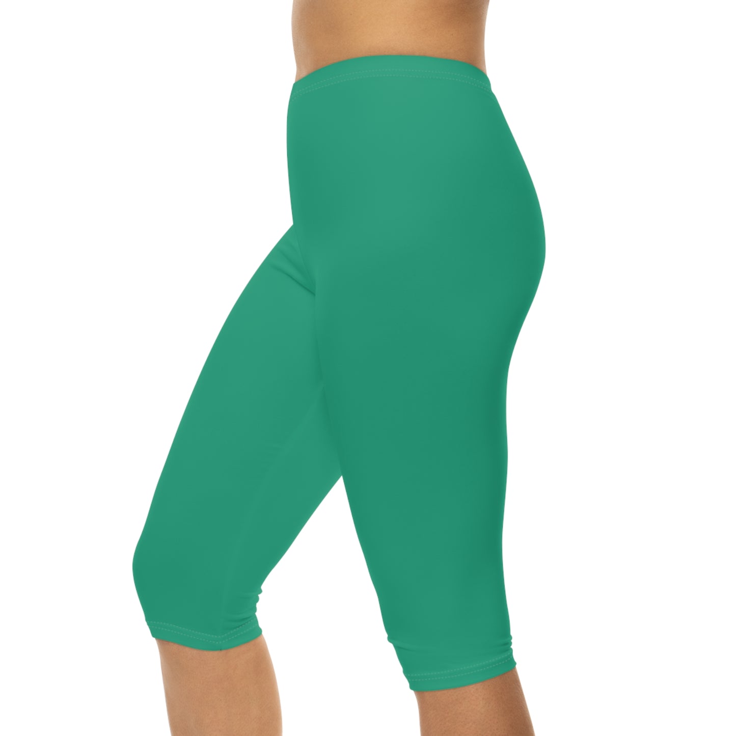 Seaweed Color Women's Brushed Suede Poly Span Casual Capri Leggings XS-2XL