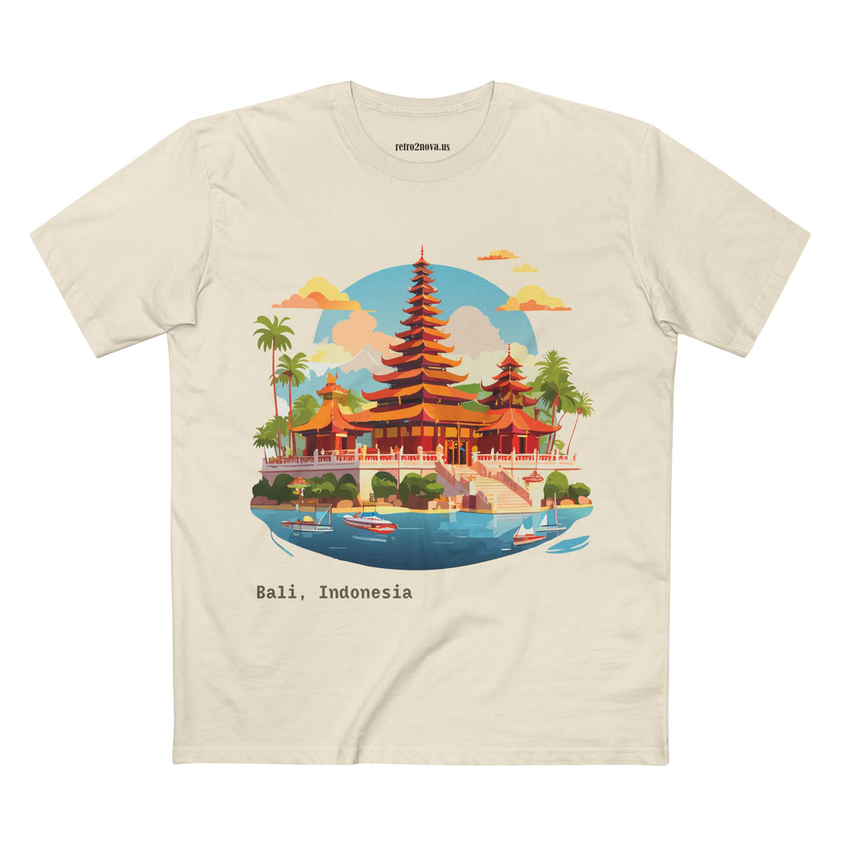 Bali Temple Landscape Tee | Indonesia Pagoda Illustration