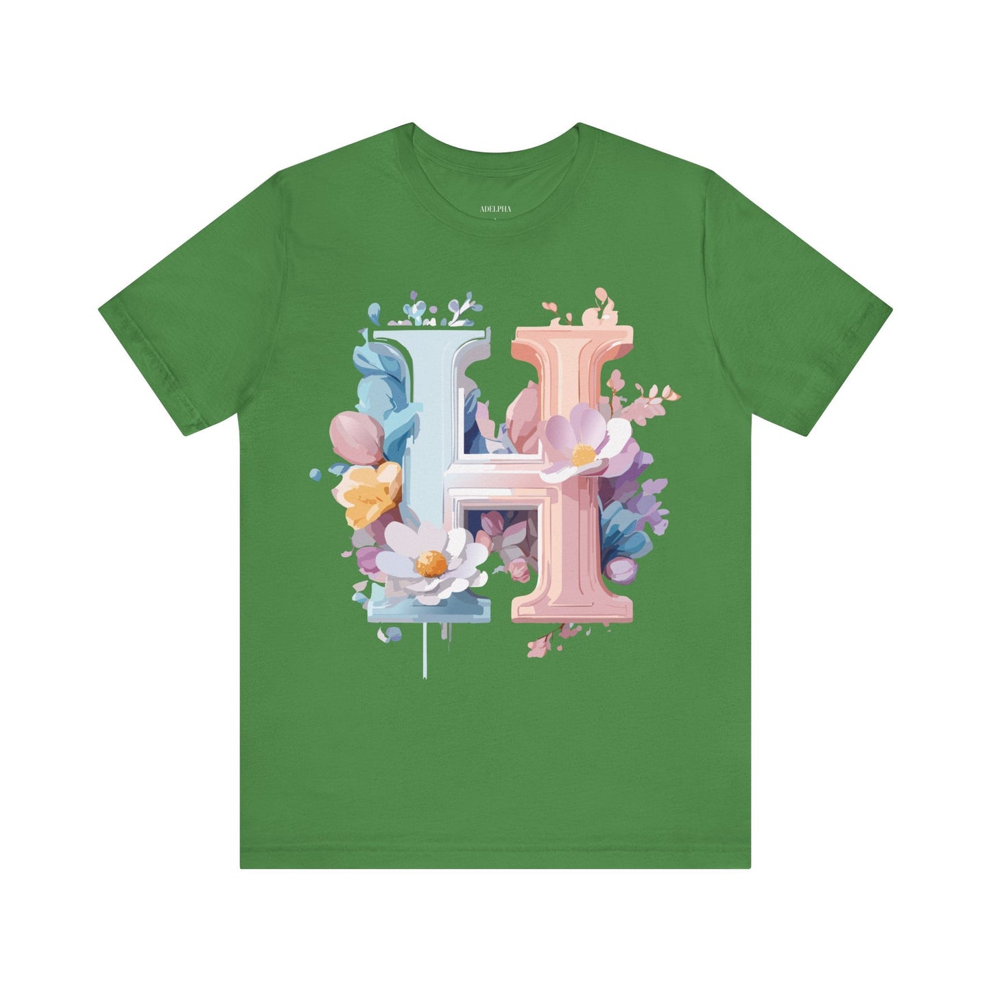 Letter H Shirt Graphic Tee Unisex Short Sleeve Premium Vintage Inspired Artwork Adelpha