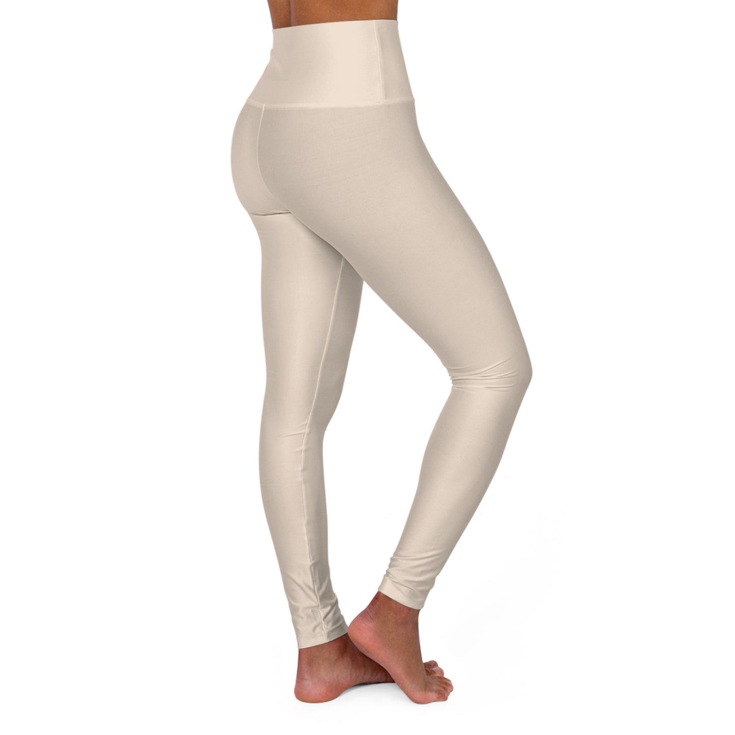 Almond Cream Color High-Waist Yoga Leggings Women's Seamless Poly-Span Stretchy Pants XS-2XL
