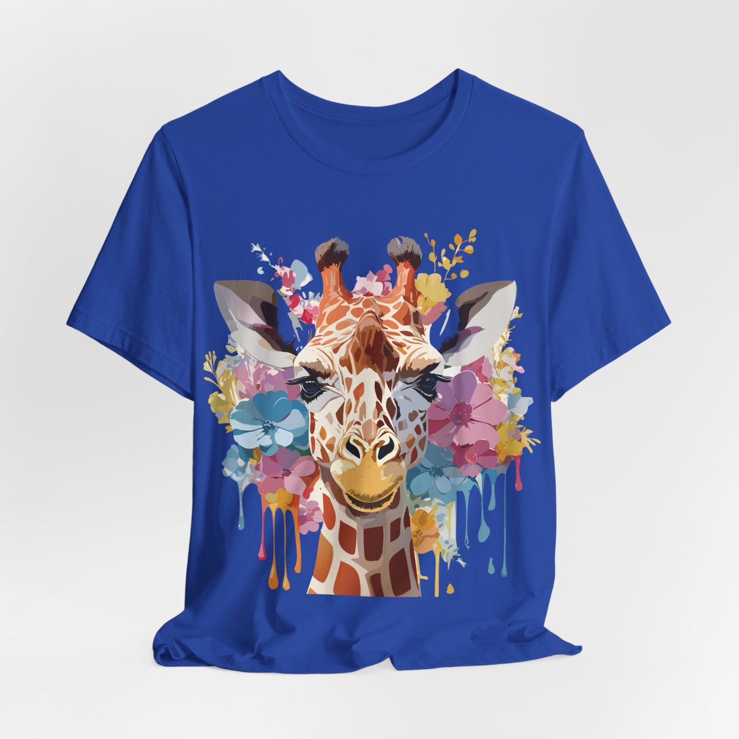 Giraffe Graphic Tee Unisex Premium Short Sleeve Jersey Shirt With Vintage Inspired Art By Adelpha