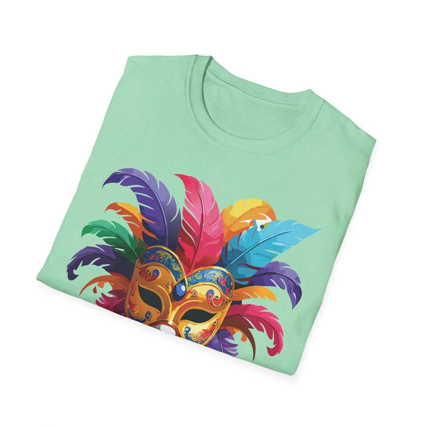 Unisex Mask Tee Shirt Gildan Softstyle 64000 Lightweight Comfortable Masquerade Design Tee