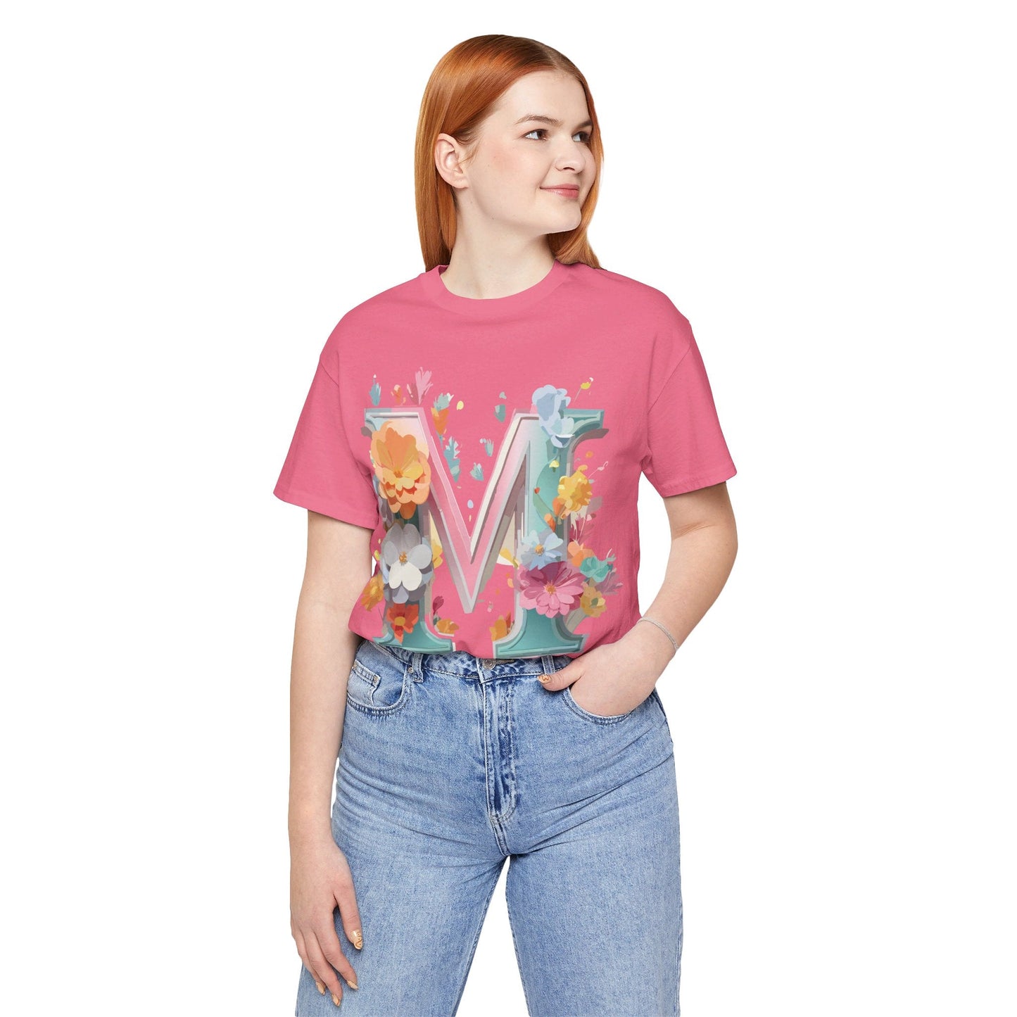 Letter M Graphic Tee Unisex Short Sleeve Shirt By Adelpha Vintage Artwork Design
