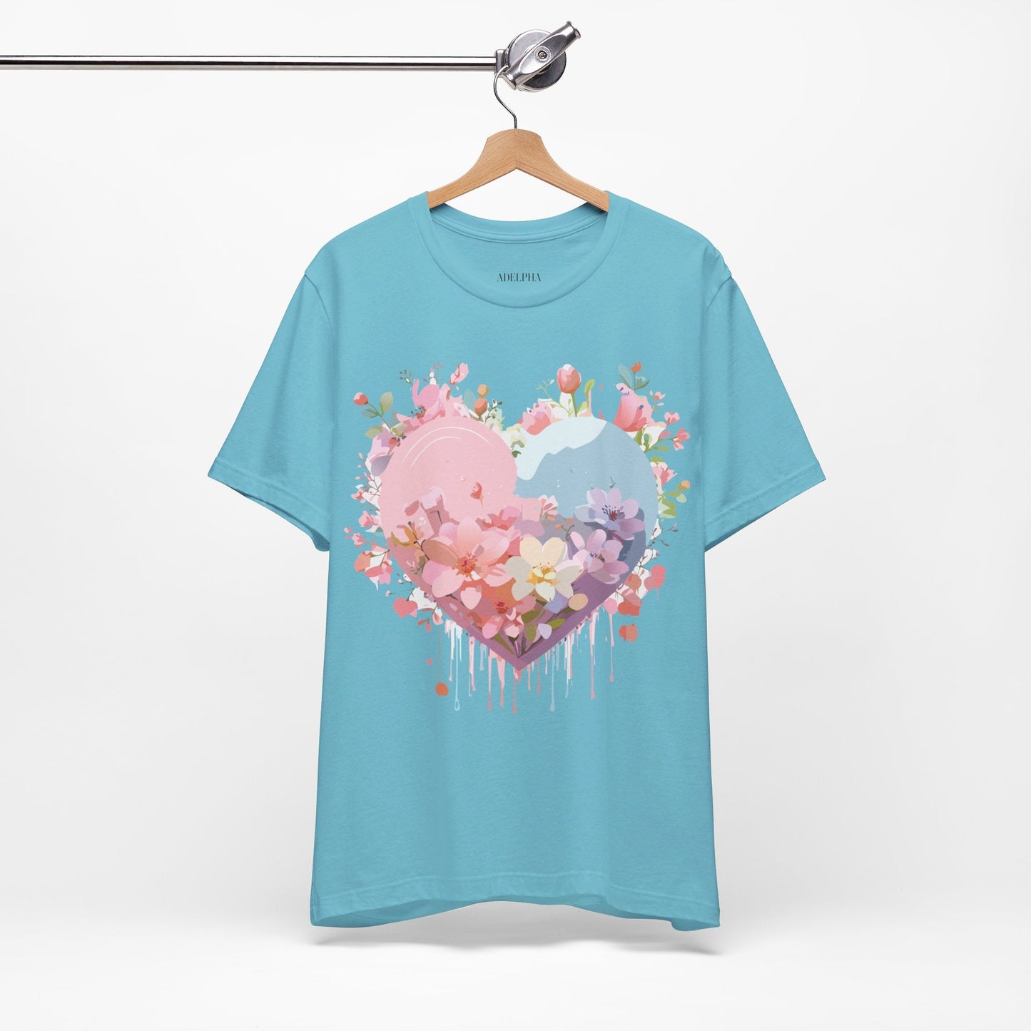 Valentine Day Graphic Unisex 100 Cotton Vintage Artwork with Love and Flower Design Tee 31