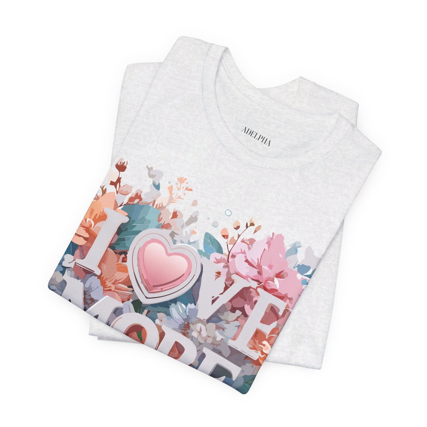 Valentine Day Graphic Unisex 100 Cotton Vintage Artwork with Love and Flower Design Tee 17