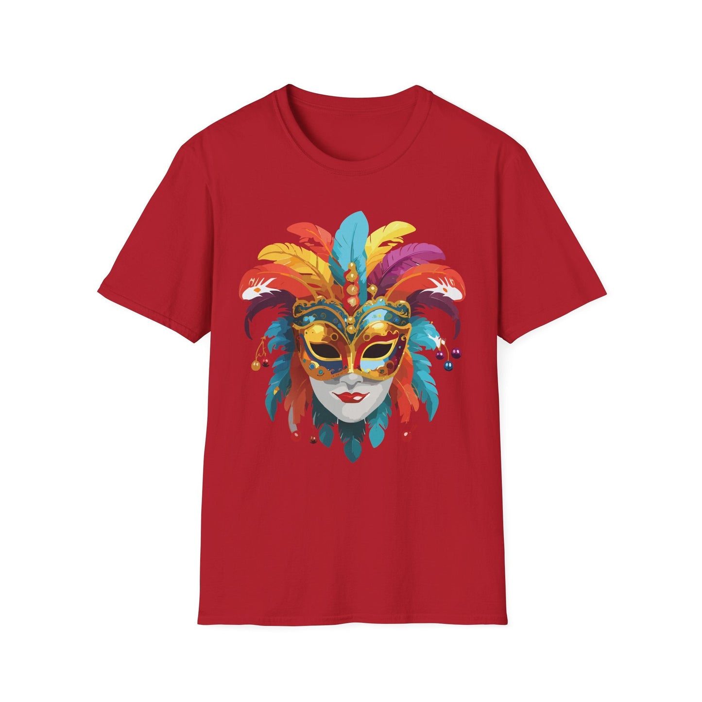 Mask Tee Shirt Unisex Masquerade Art Design Gildan Softstyle 64000 Short Sleeve Tee
