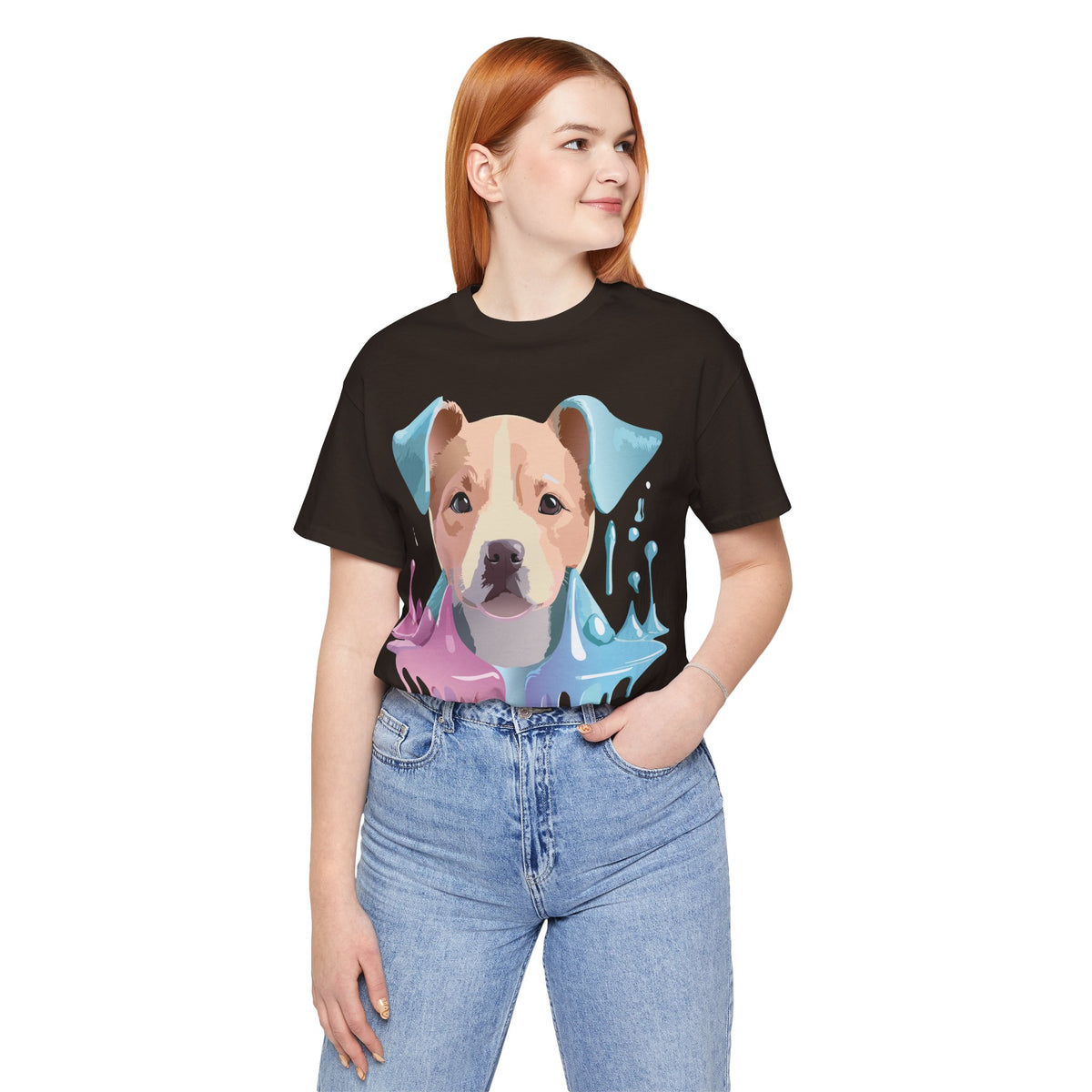 Dog Graphic Unisex Cotton Bella+Canvas Tee with Art Animal Design e117