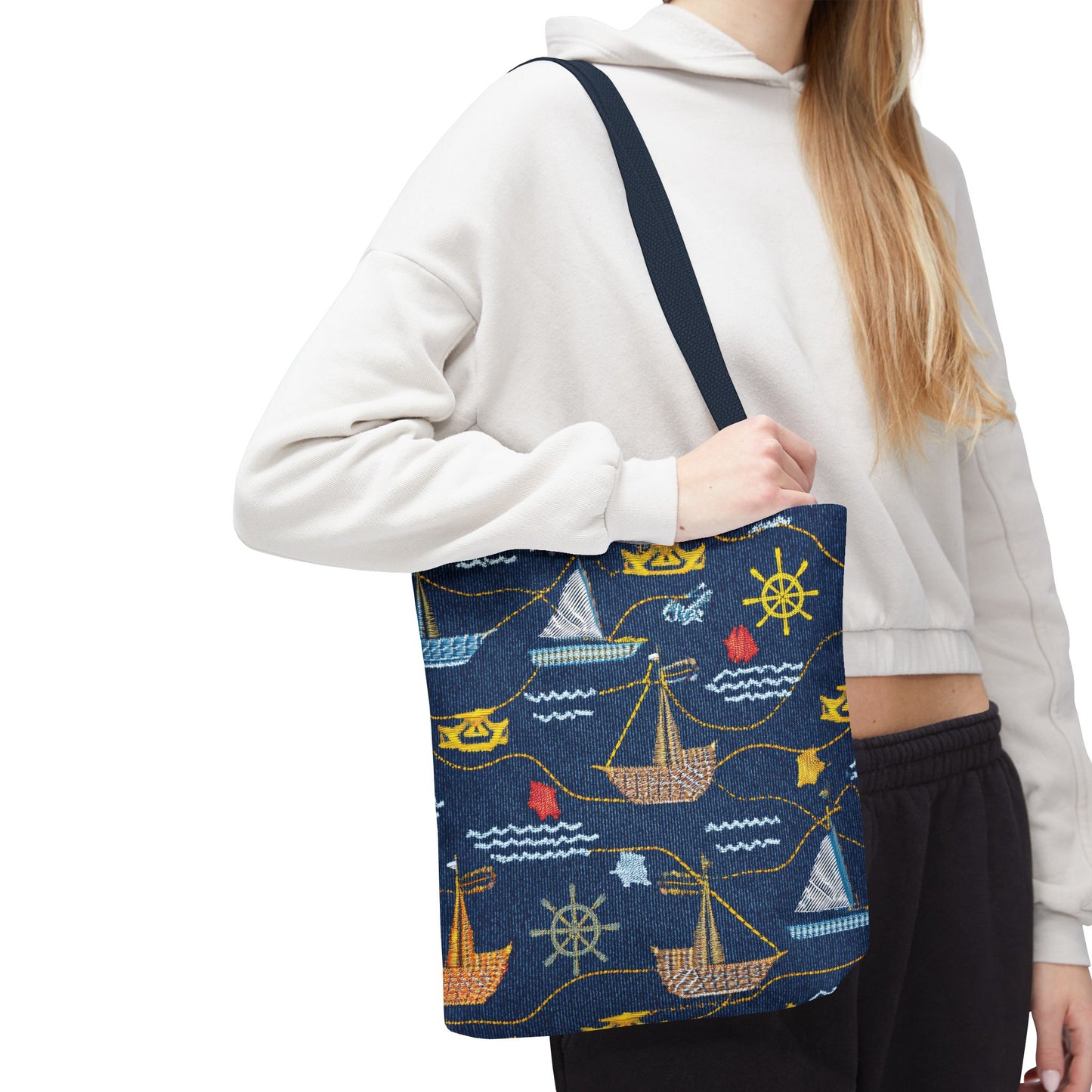 Denim Fabric Imitation Print Unisex Canvas Bag Poly Spun 3 Sizes Tote Bag 182-13