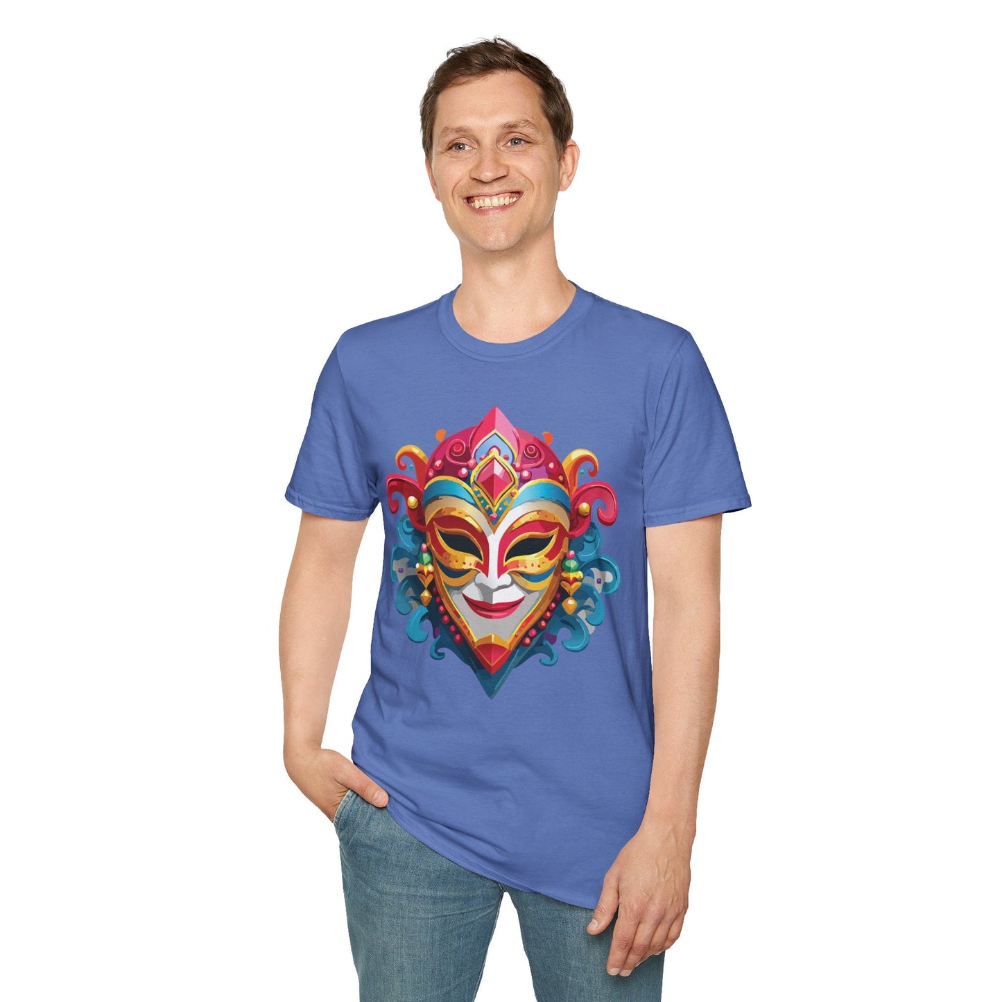Mask Graphic Unisex Cotton Masquerade Design Artwork Tee 14