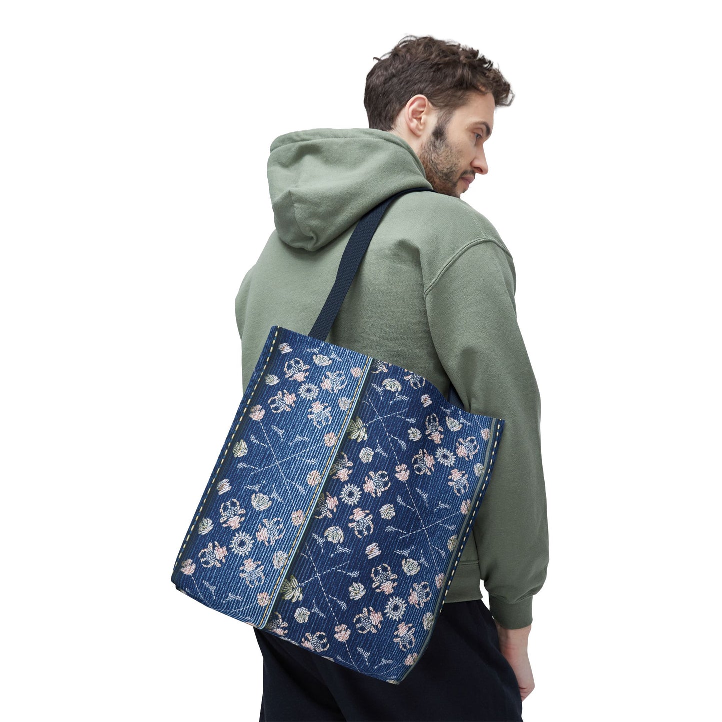 Denim Fabric Imitation Print Unisex Canvas Bag Poly Spun 3 Sizes Tote Bag 120