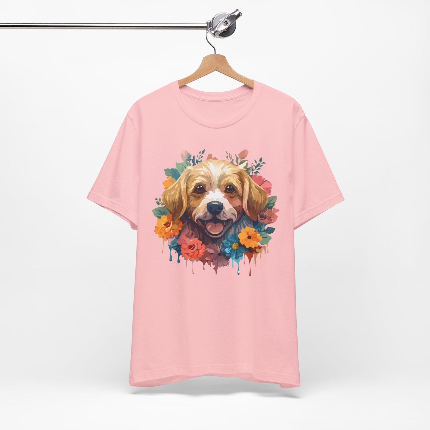 Floral Dog Tee, Animal Shirt, Dog Shirt, Floral Tee, Flower T-shirt, T-Shirt with Animal, Summer Top with Art Design