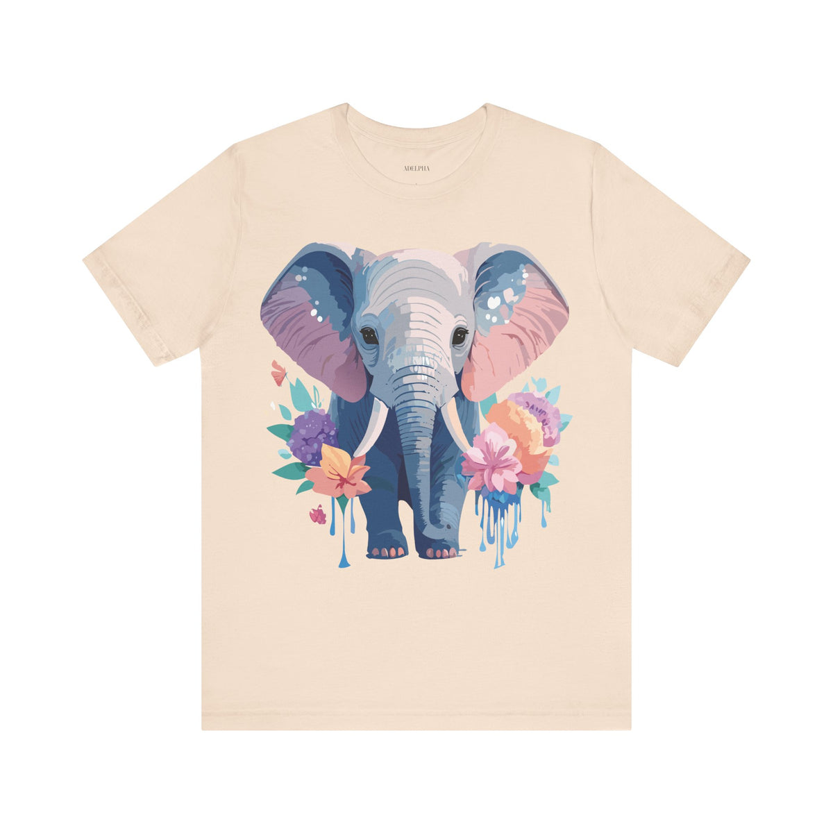 Elephant Graphic Unisex Cotton Bella+Canvas Tee with Art Animal Design e129