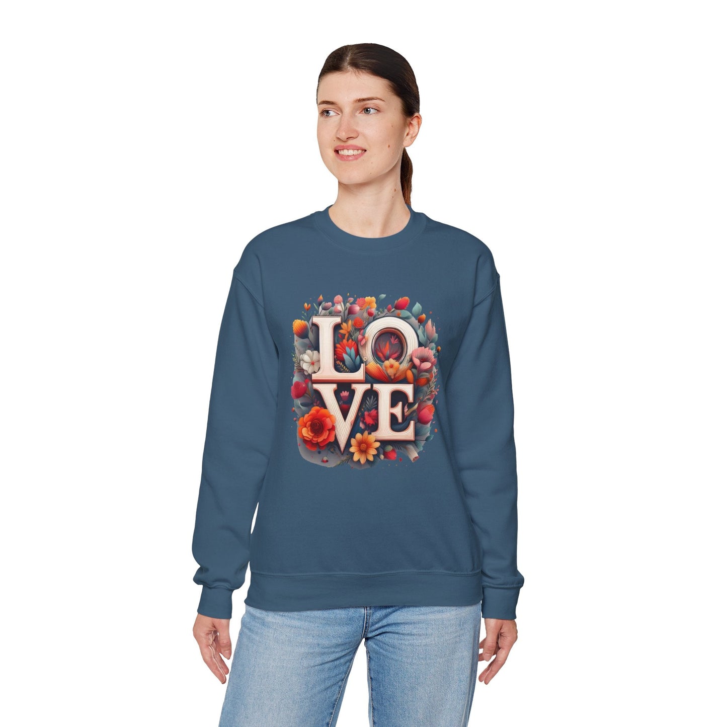 Floral Love Valentines Day Sweatshirt Unisex Crewneck Love Flower Gift Idea Cozy Everyday Wear