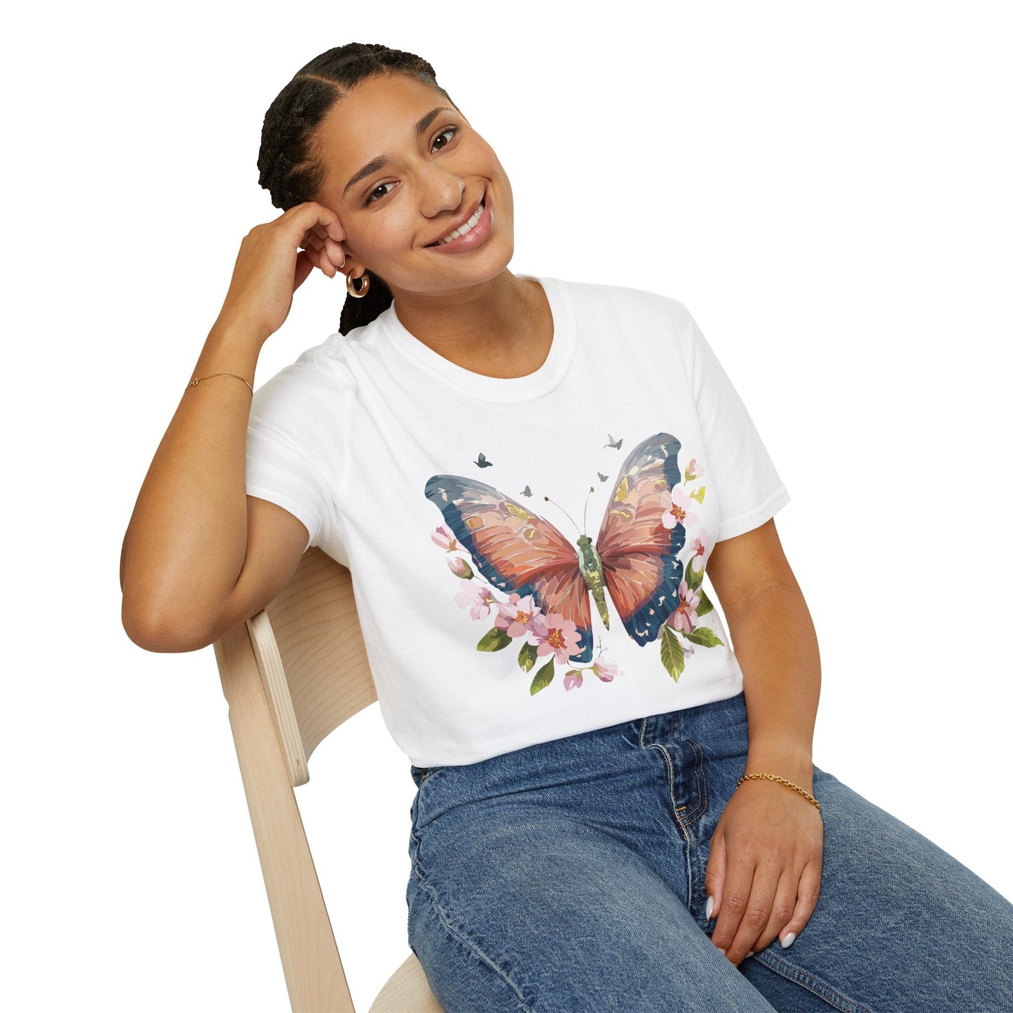 Unisex Monarch Butterfly T Shirt Softstyle 64000 Gildan Ring Spun Cotton Tee Lightweight Comfort