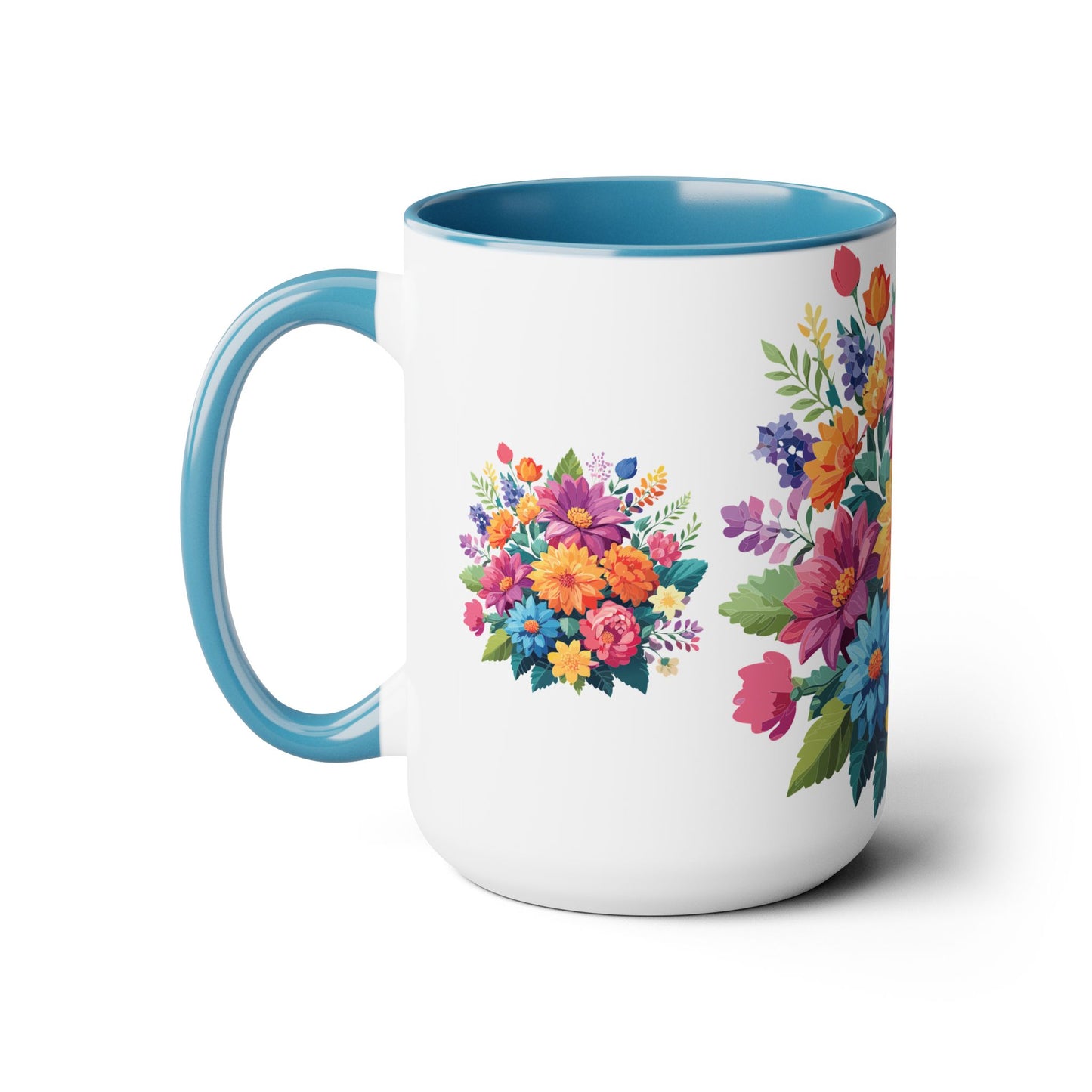 Tazas de café de dos tonos con flores