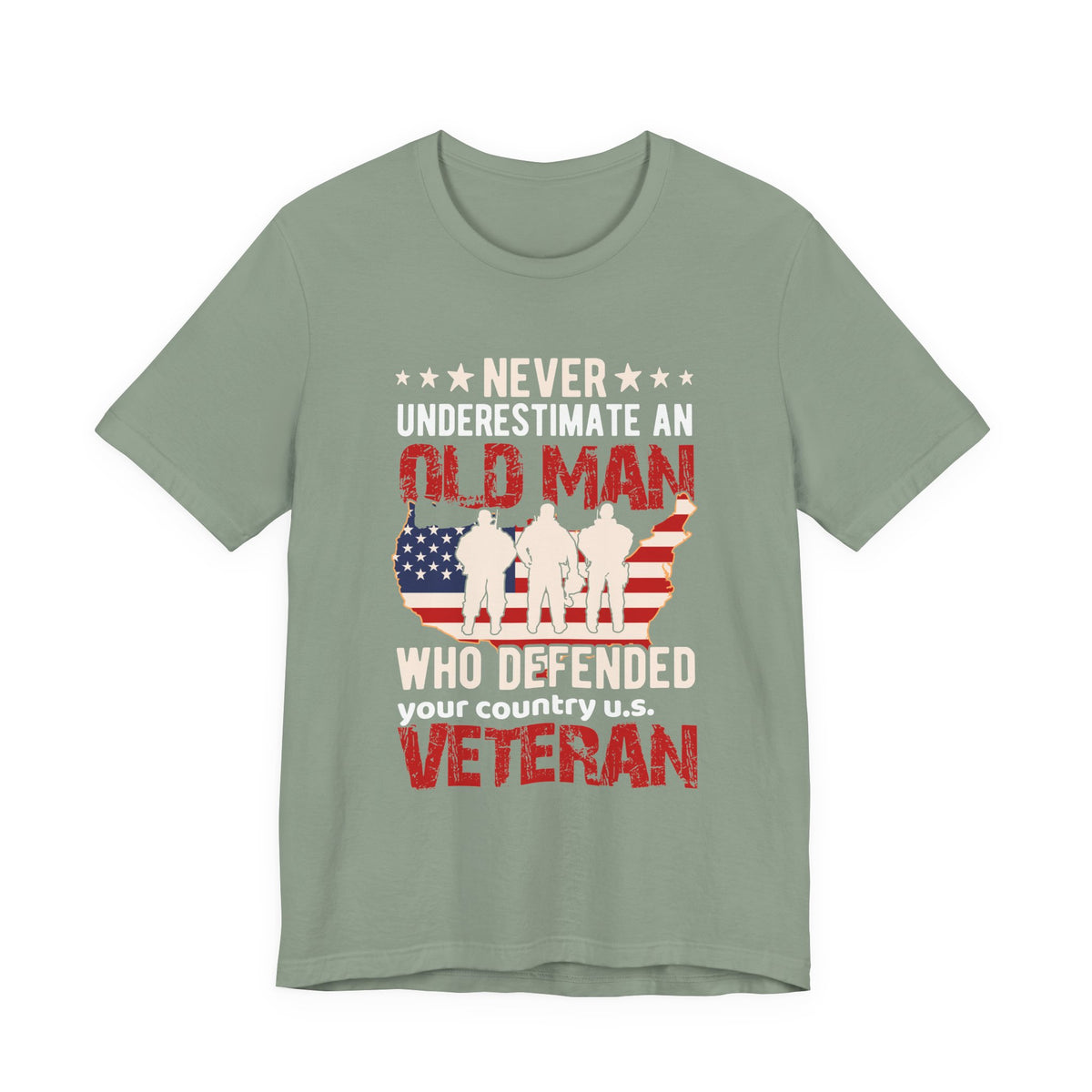 Old Man Who Defended Your Country U.S. Veteran T-Shirt American Flag Veteran Unisex Cotton Tee v7