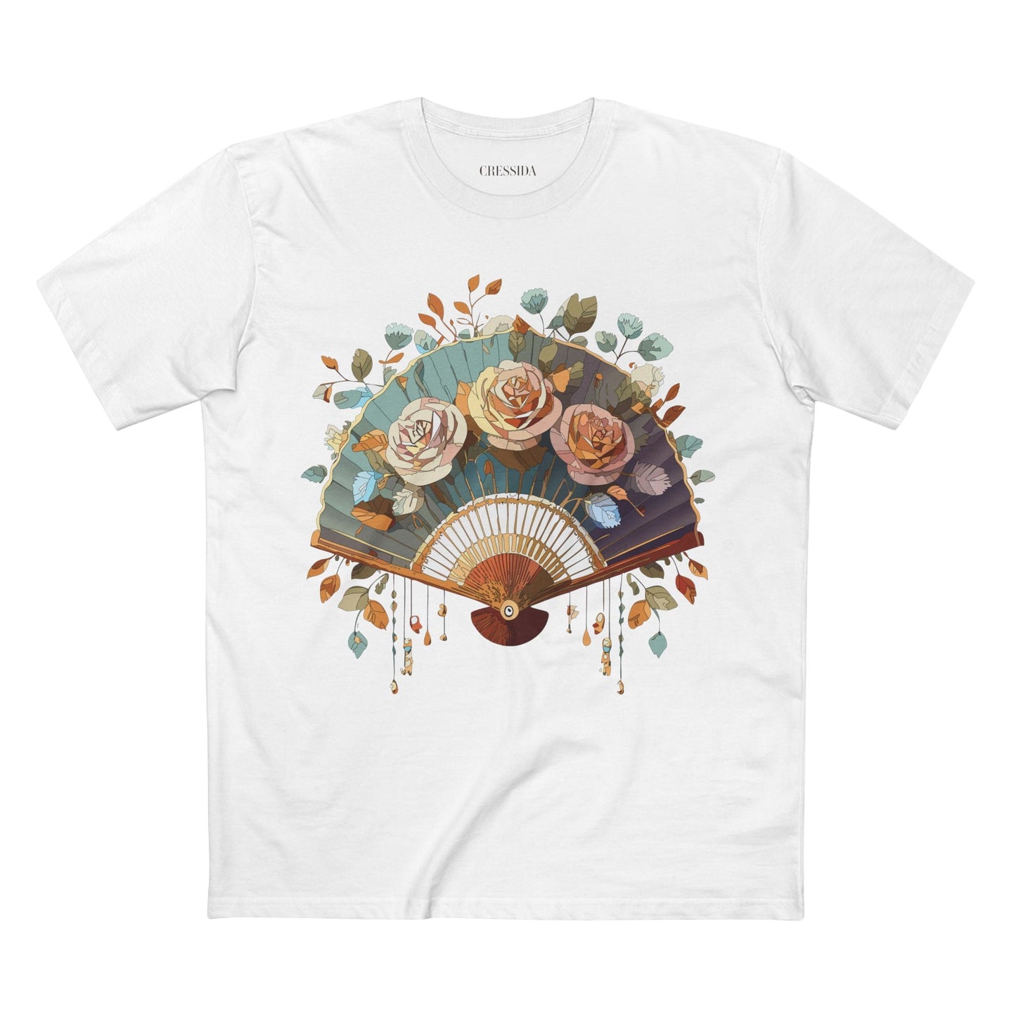 Antique Fan Graphic Design T-Shirt Unisex 100 Cotton Floral Carnival Artwork Tee 5