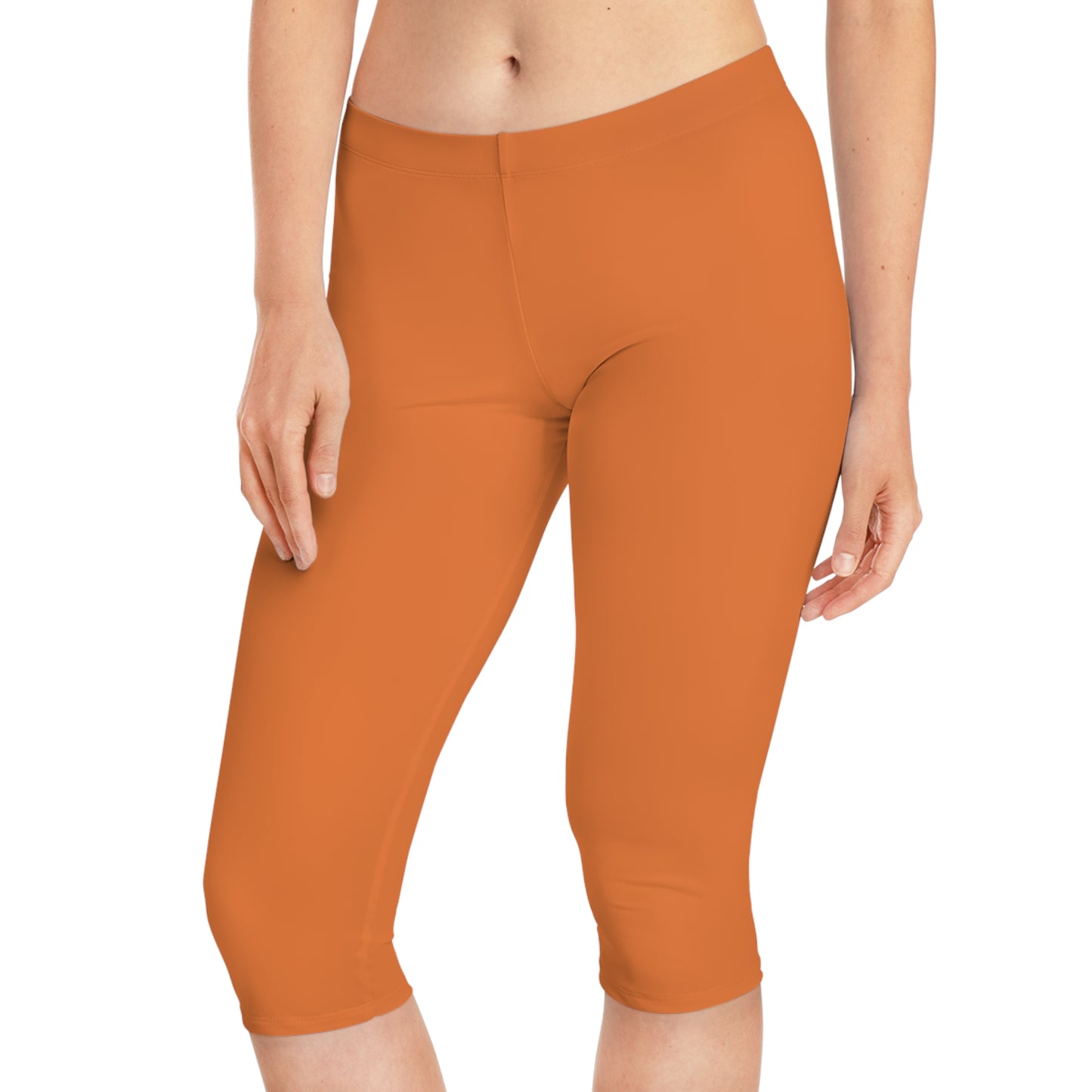 Orange Color Capri Leggings, Orange Capri Leggings 12