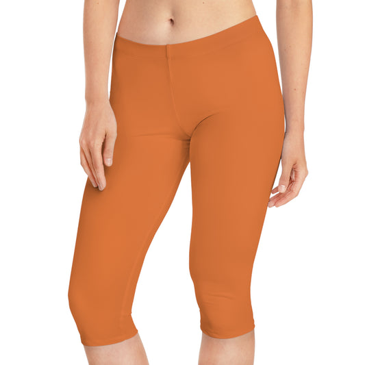 Orange Color Capri Leggings, Orange Capri Leggings 12