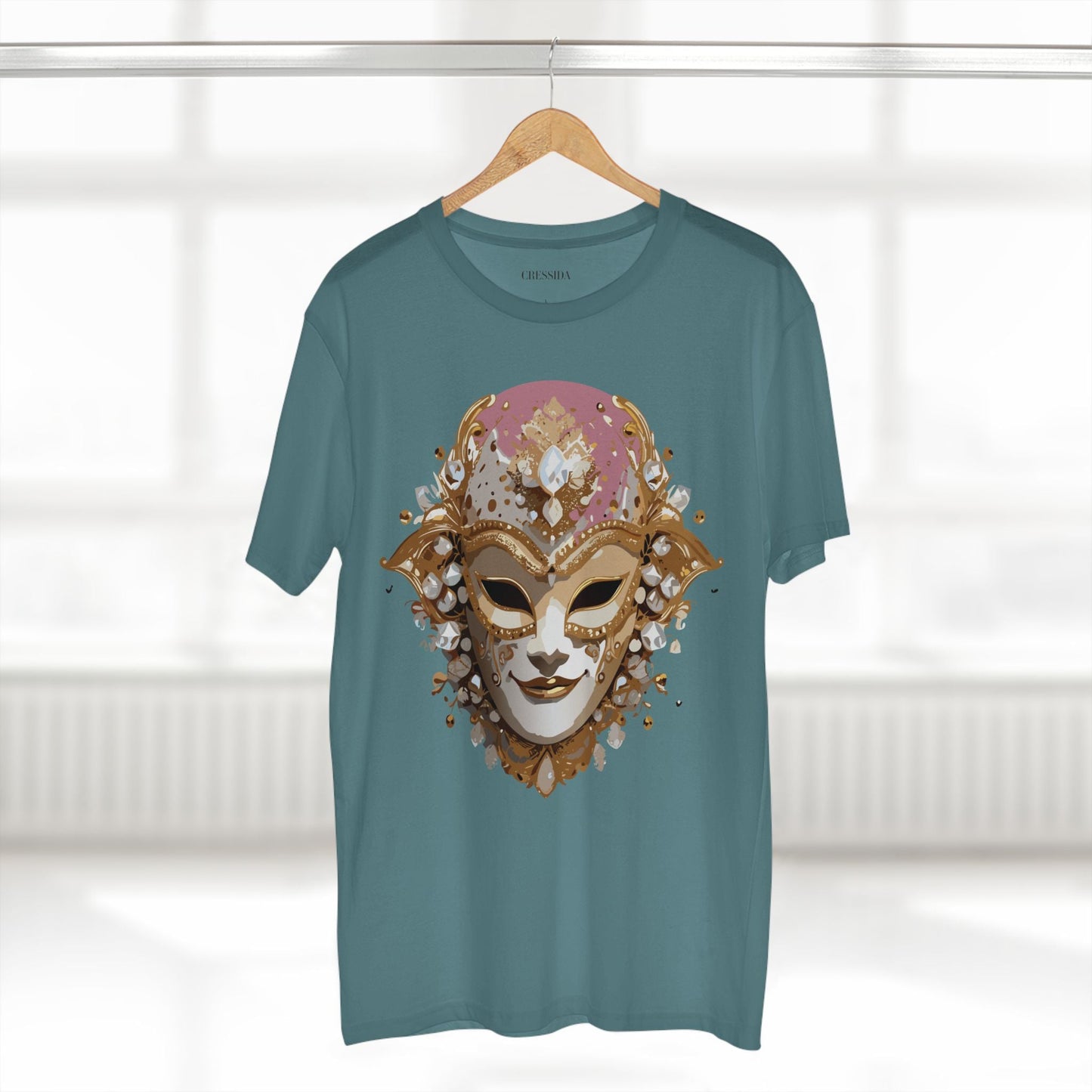Carnival Mask Graphic T-Shirt Unisex 100 Cotton With Antique Gold Art Design Tee 19