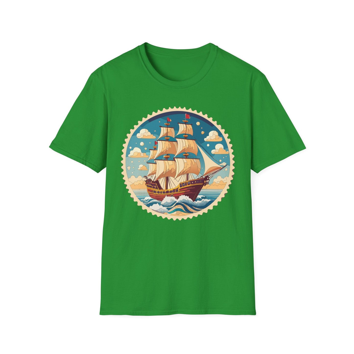 Frigate Ship T Shirt Unisex Short Sleeve 100 Percent Ring Spun Cotton Soft Tee Gildan 64000