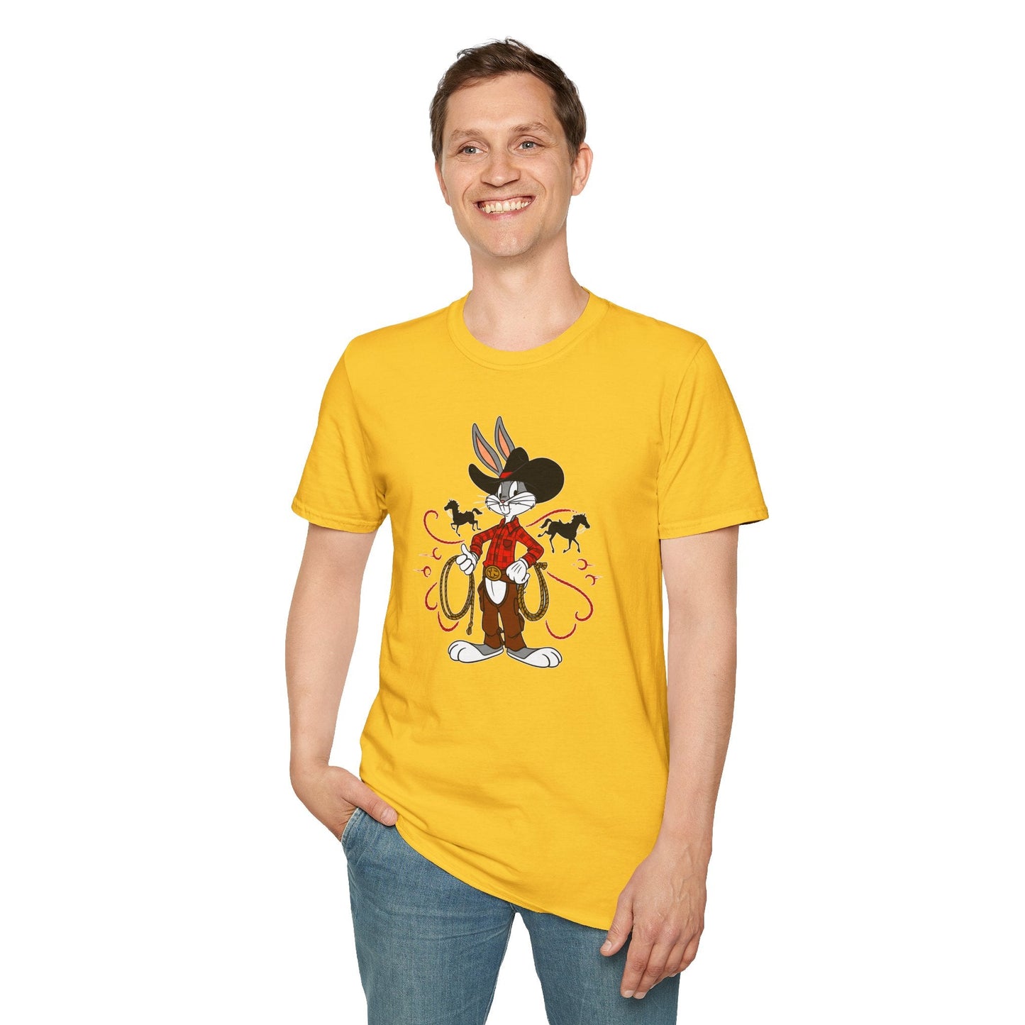 Bugs Bunny Unisex T Shirt Cartoon Design Graphic Tee Gildan Softstyle 64000 Artwork