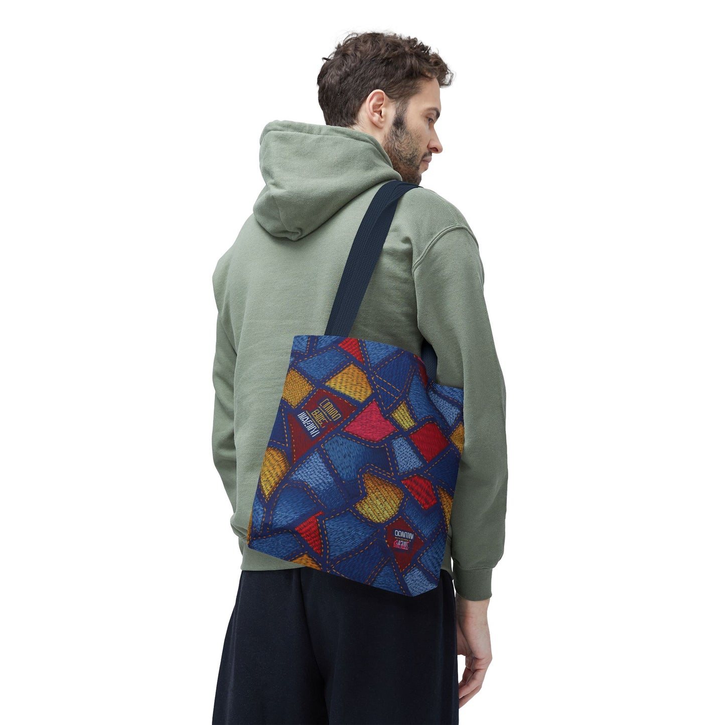 Denim Fabric Imitation Print Unisex Canvas Bag Poly Spun 3 Sizes Tote Bag 140