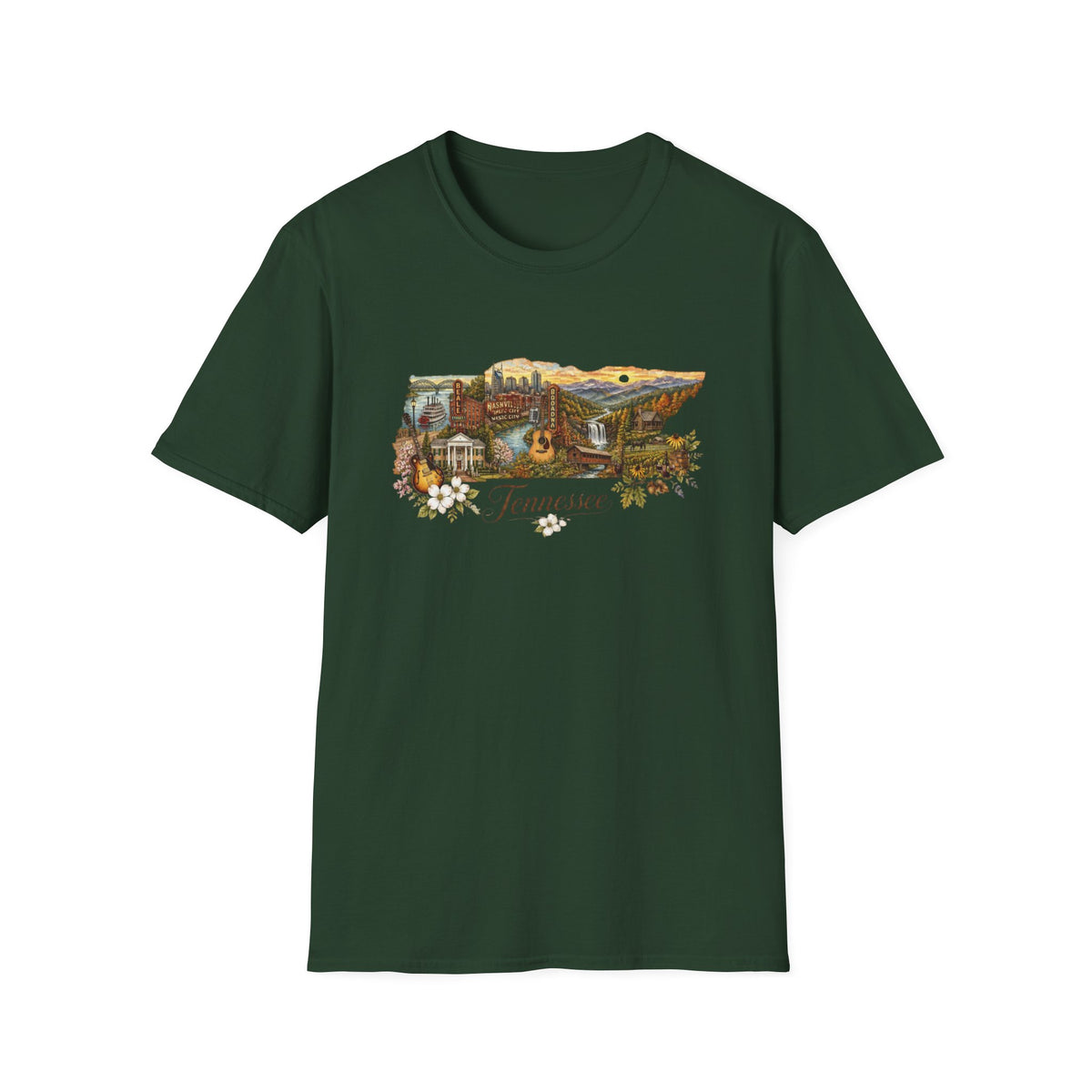 Tennessee Vintage State Map Graphic Design Unisex 100 Cotton Gildan T-Shirt