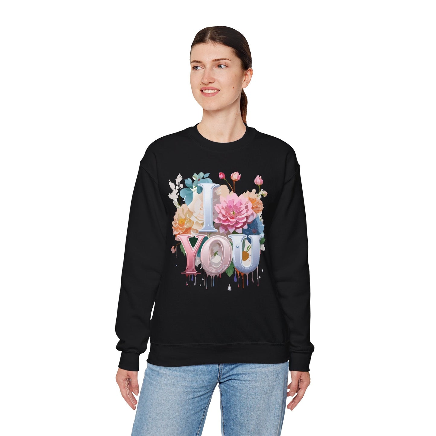 Floral Love Sweatshirt Valentines Day Unisex Crewneck Cozy Flower Design For All Season Wear