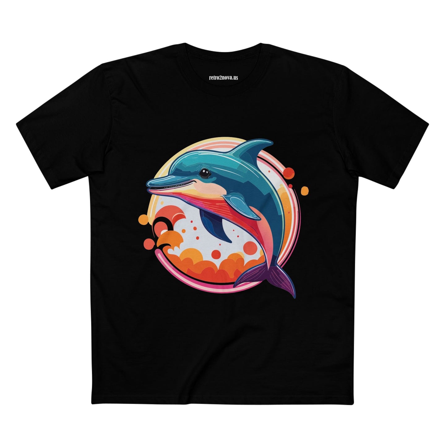 Dolphin Art Shirt Unisex Premium Cotton Tee By Retro2Nova Original Ocean Animal Design For Everyday Comfort