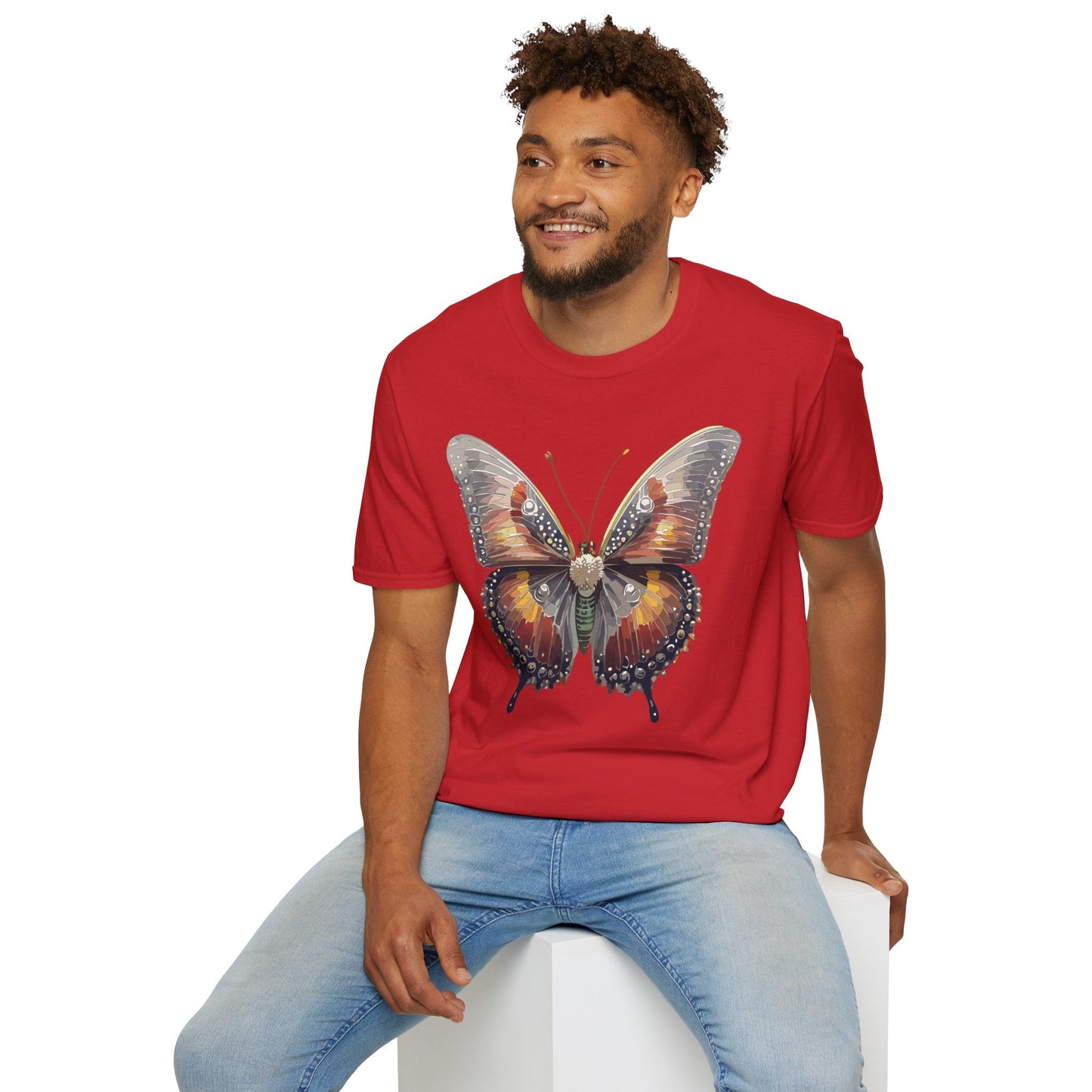 Butterfly Shirt Unisex Lightweight 100 Cotton Gildan Softstyle 64000 Tee Monarch Butterfly Design