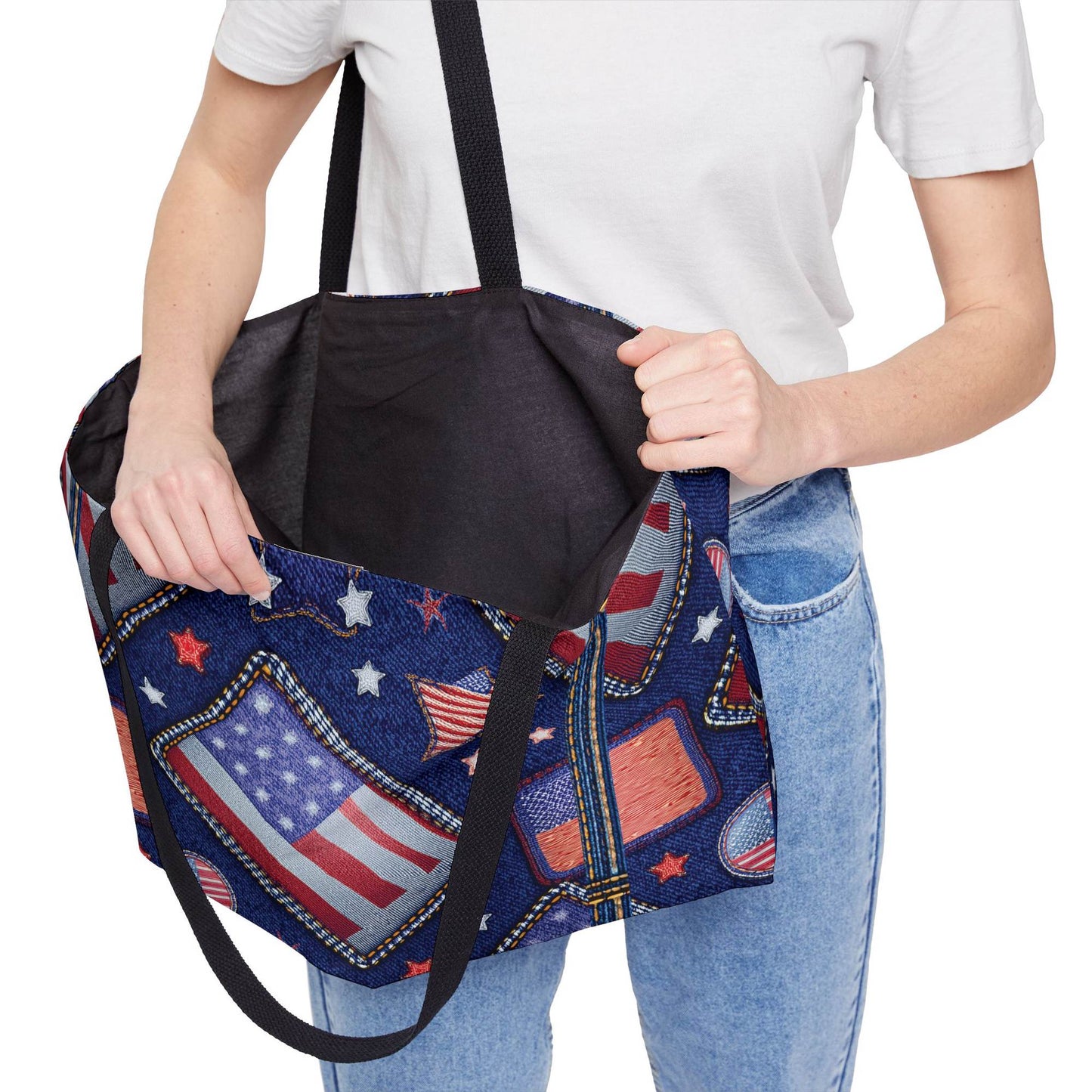 4th of July Denim Color Imitation Print Unisex  Yoga Bag  Spun Poly 24x13 Canvas Bag 59