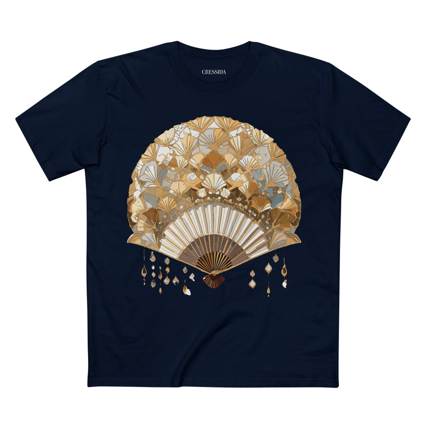 Antique Fan Graphic Design T-Shirt Unisex 100 Cotton Floral Carnival Artwork Tee 10