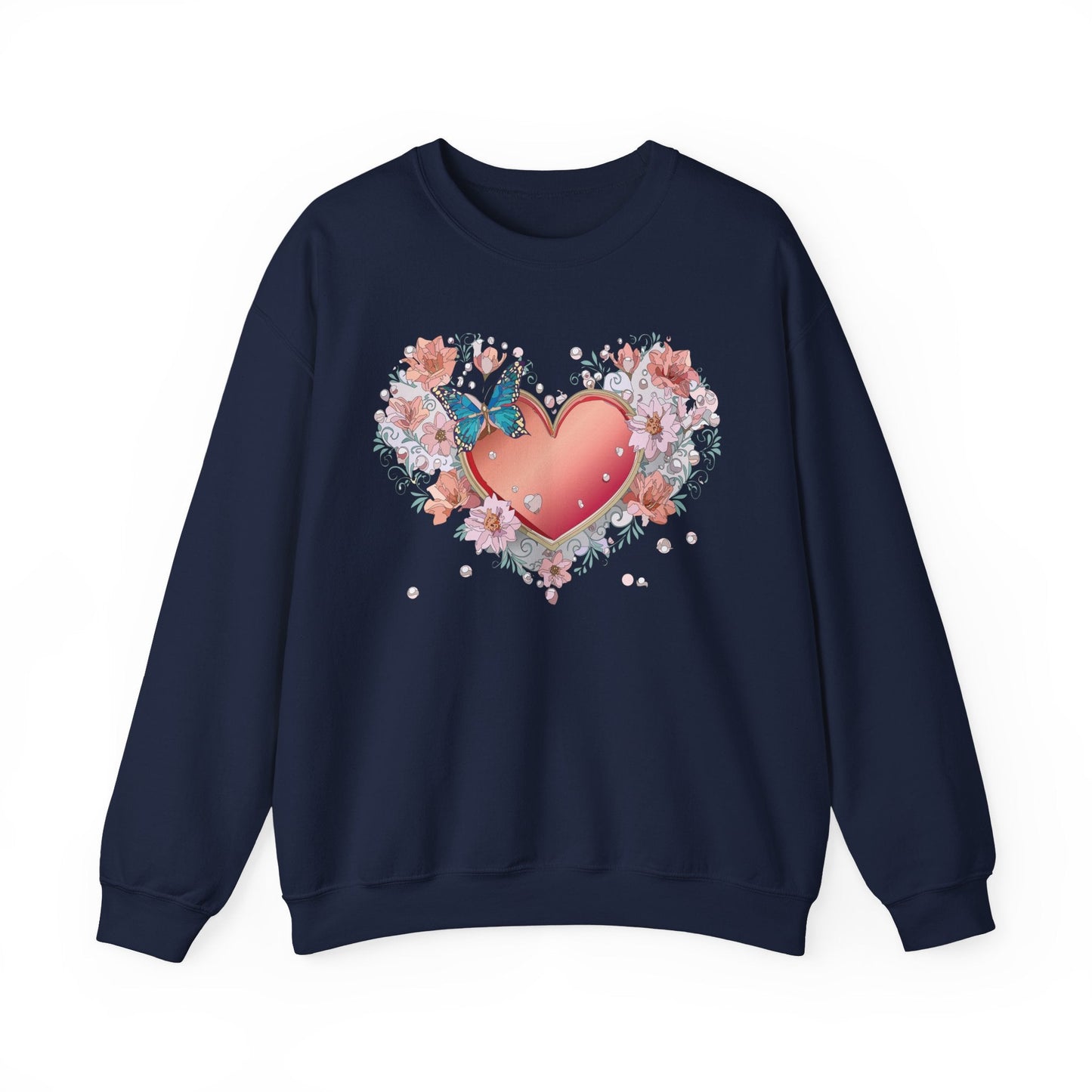 Unisex Floral Heart Sweatshirt With Love Graphic For Valentines Day Gift Cozy Winter Wear
