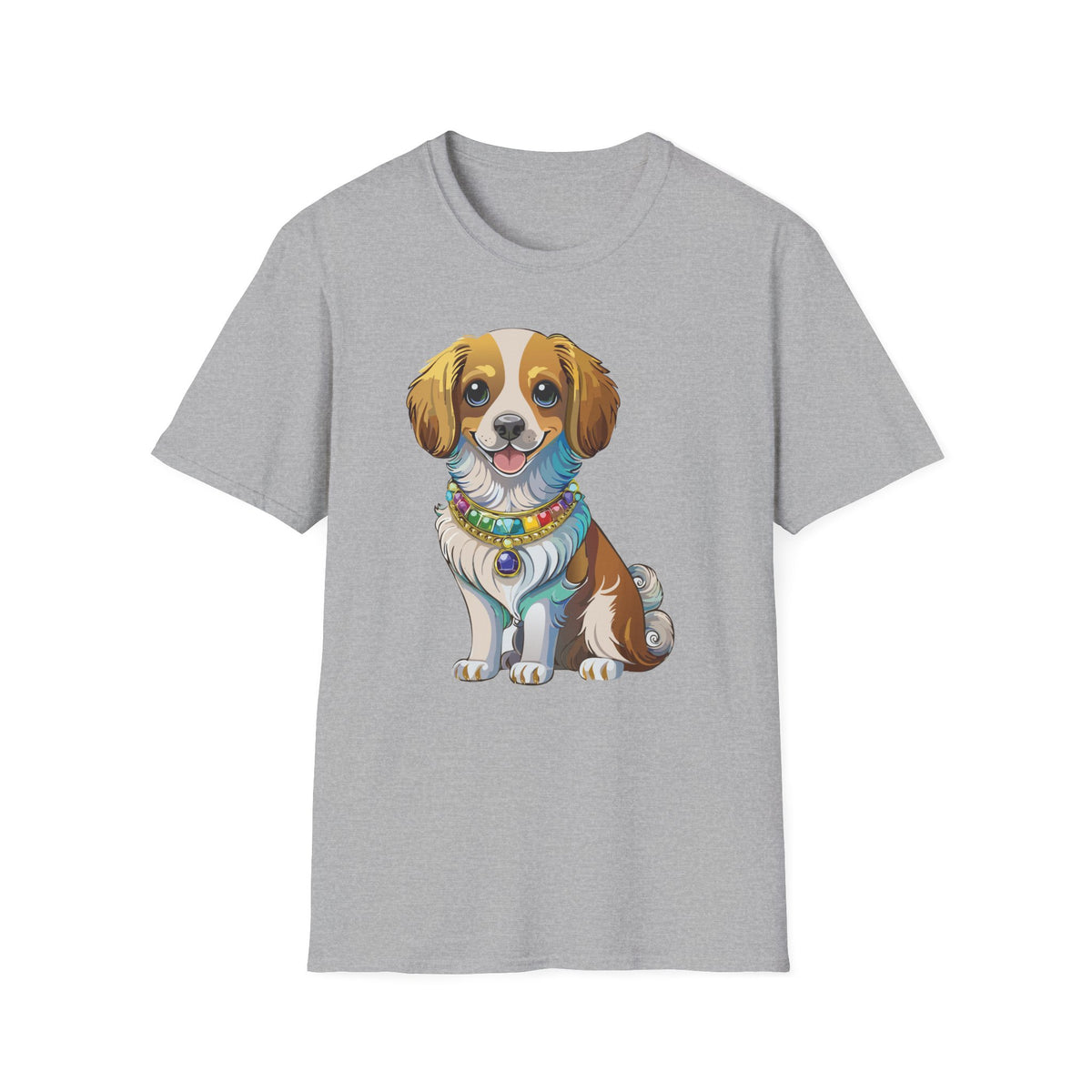 Smiling Brown White Dog Portrait T-Shirt | Cute Puppy Illustration