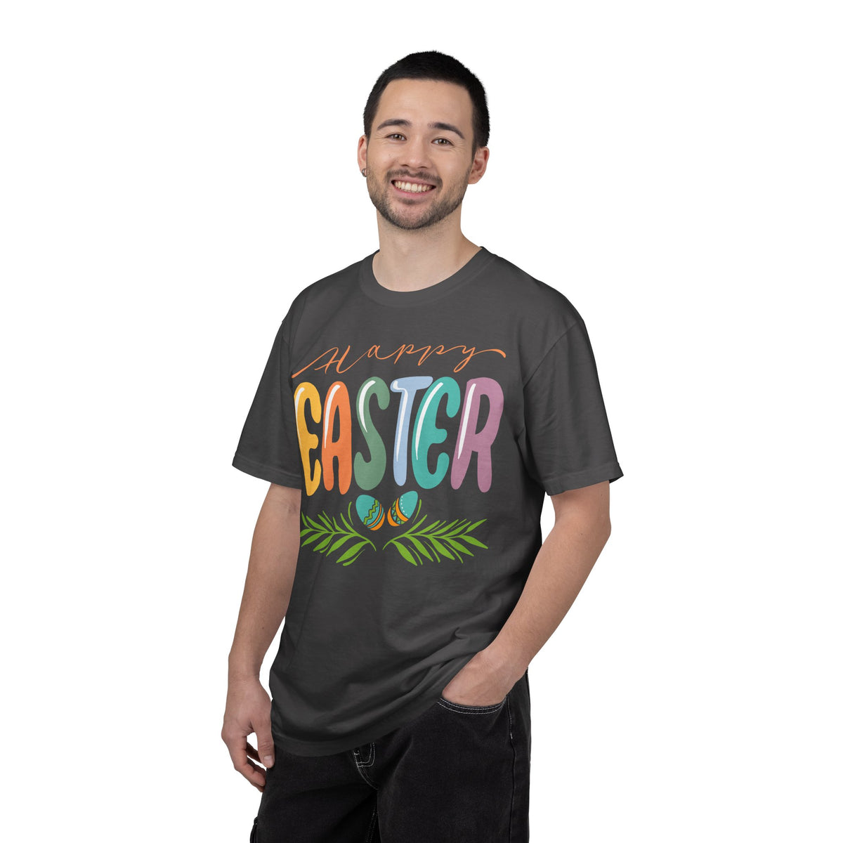 Happy Easter T-Shirt, Tee Shirt with Easter Signature, T Shirt with Easter Prints, Tee Shirt with Easter Design