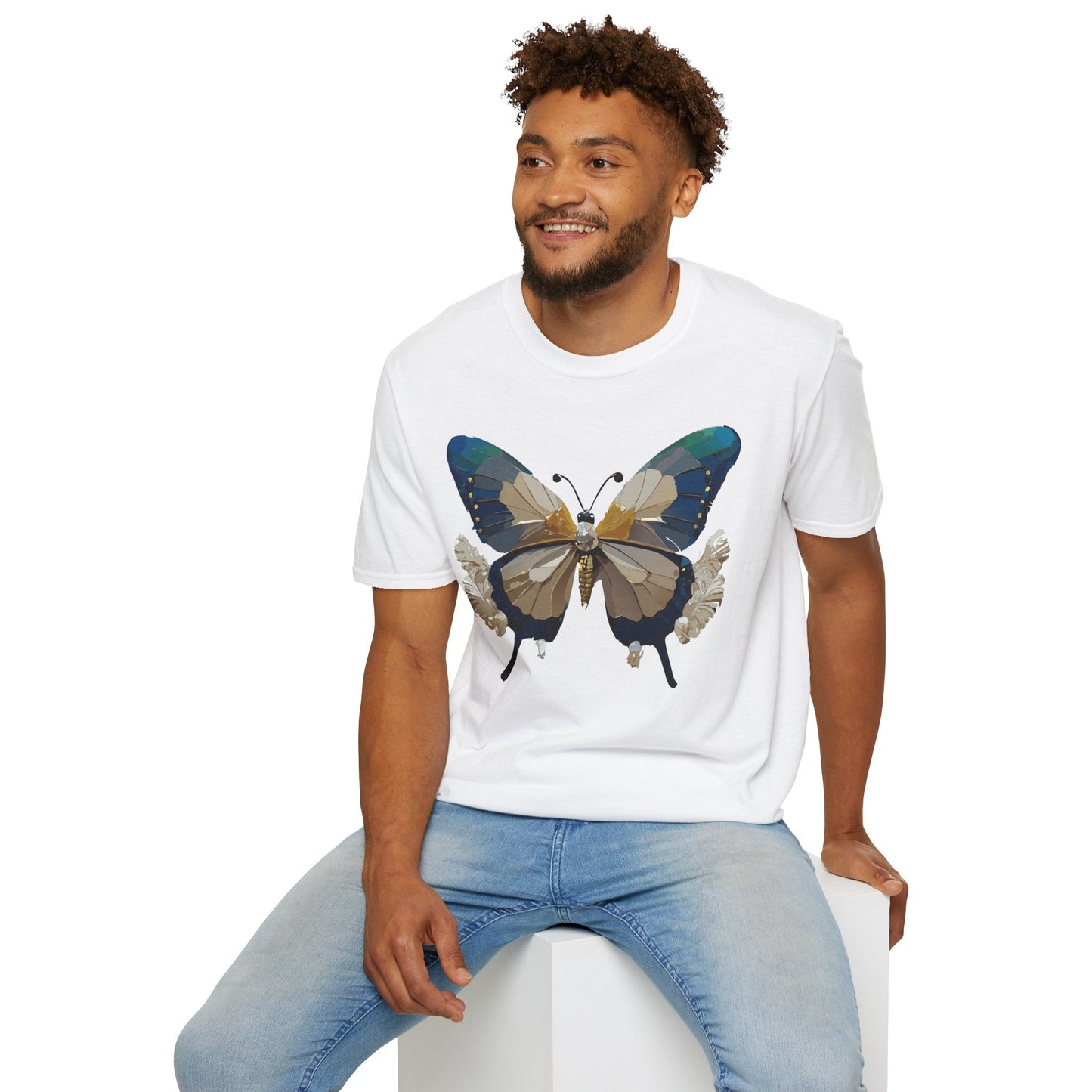 Butterfly Themed Unisex T Shirt With Monarch Design Gildan Softstyle 64000 Premium Ring Spun Cotton