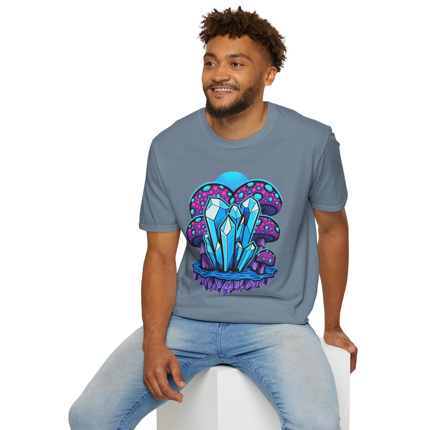 Funny Mashroom Graphic Unisex Softstyle Cotton With Cartoon Illustration Design 21