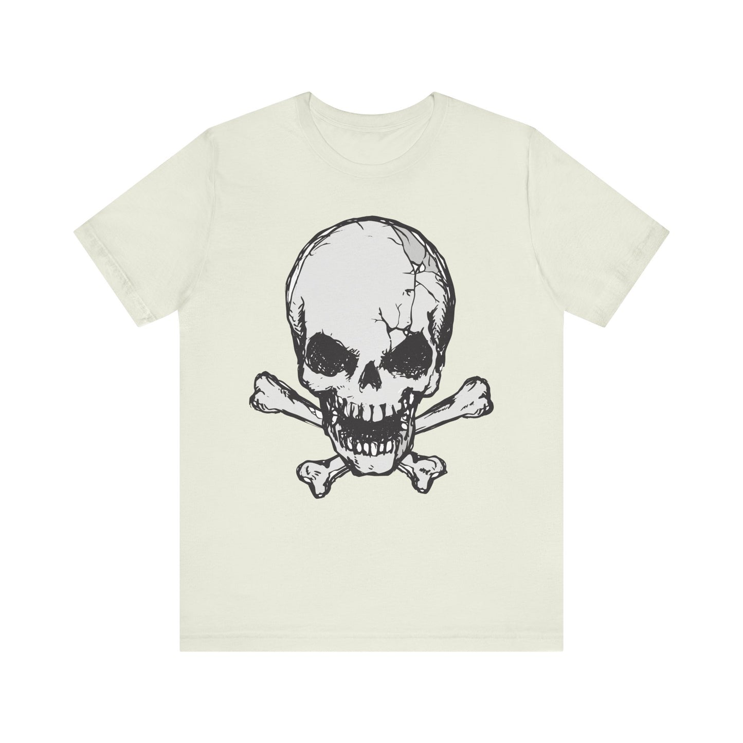 Grey Skull Graphic Design Tee, Skull Shirt, Vintage Tees, Art Design T-Shirt, Vintage Graphic Tee, Art Shirts with Skulls