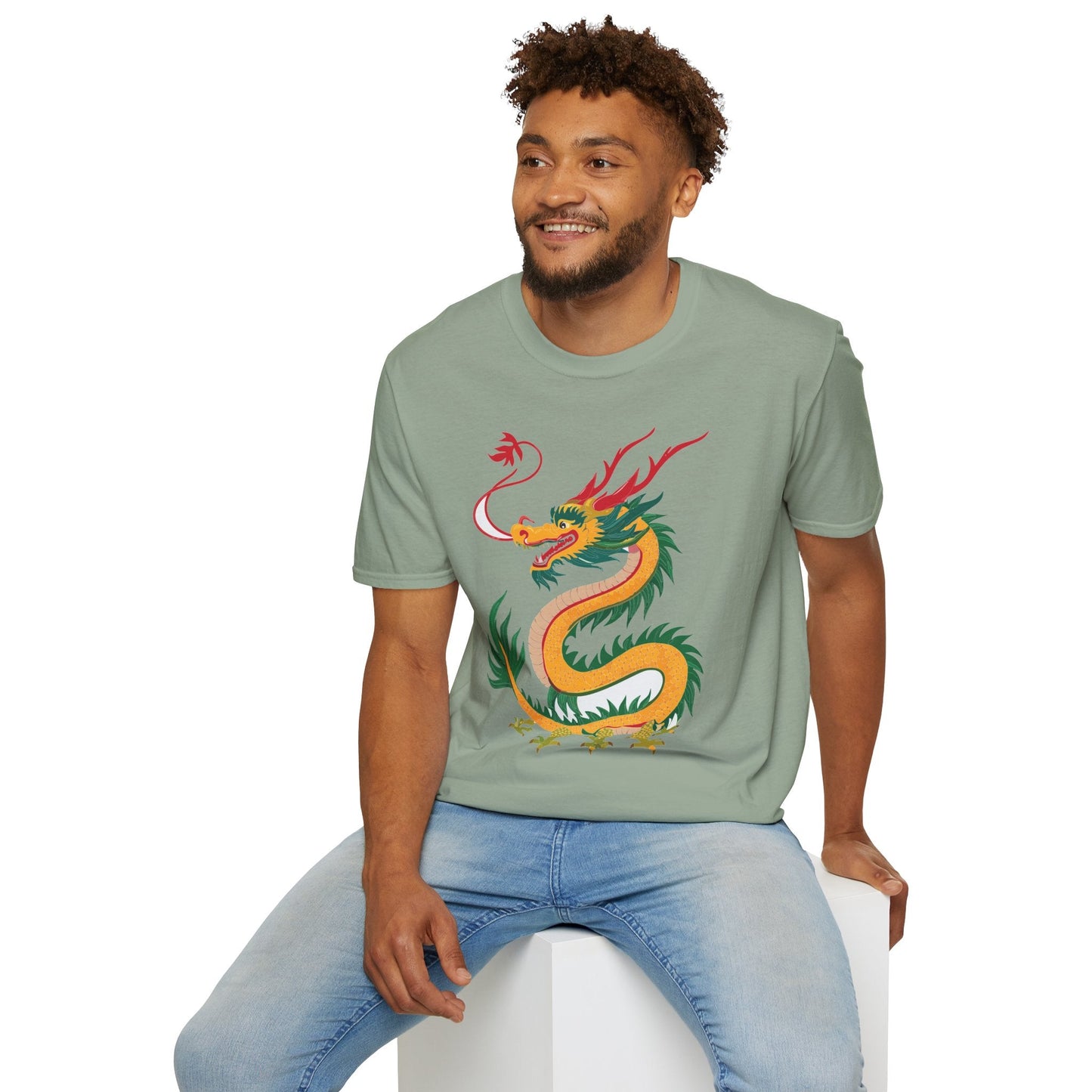 Dragon Graphic Unisex Cotton Softstyle Art Design Tee With Animals 7