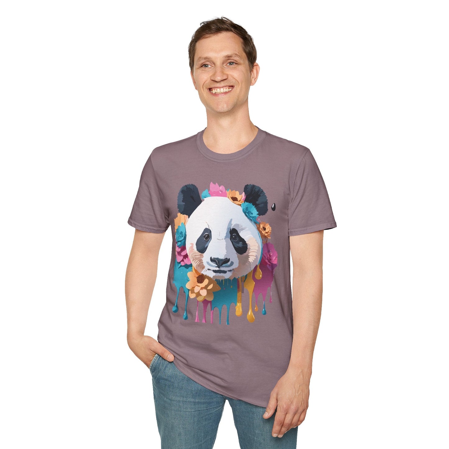 Unisex Panda Shirt Softstyle Cotton Tee For Everyday Wear With Cute Animal Print