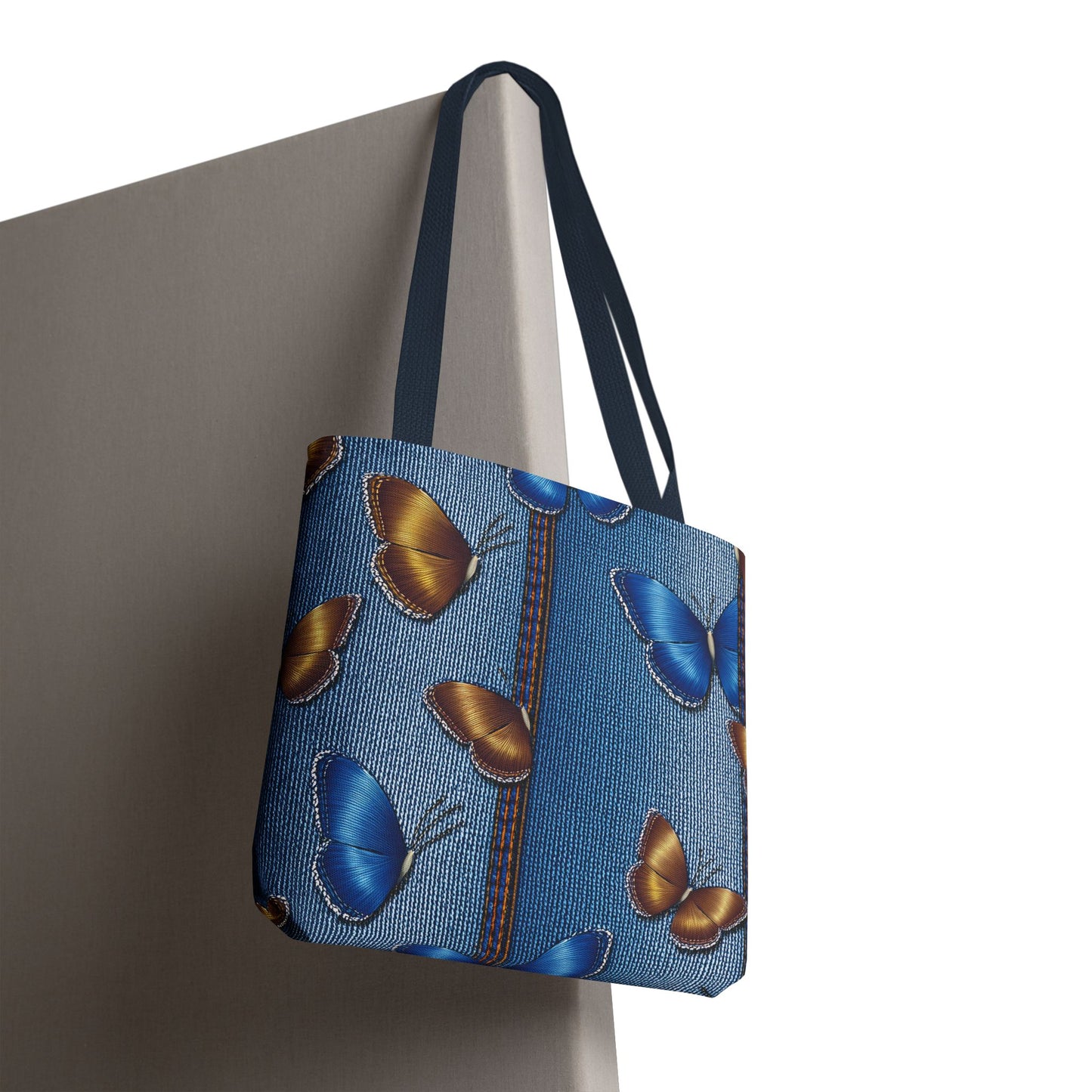 Denim Fabric Imitation Print Unisex Canvas Bag Poly Spun 3 Sizes Tote Bag 172