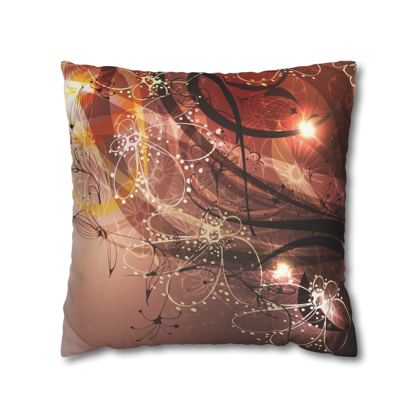 Faux Suede Pillowcase with Abstract print