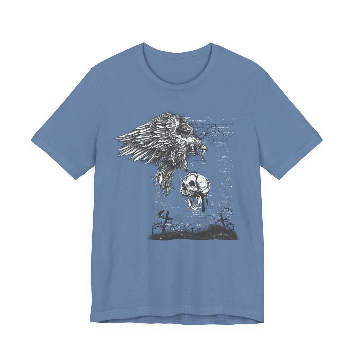 Raven and Skull Illustration Graphic Unisex Cotton T-Shirt r19