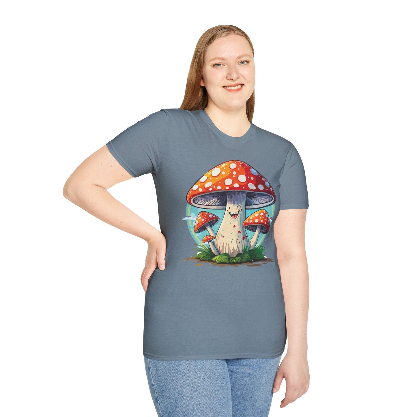 Funny Mashroom Graphic Unisex Softstyle Cotton With Cartoon Illustration Design 17