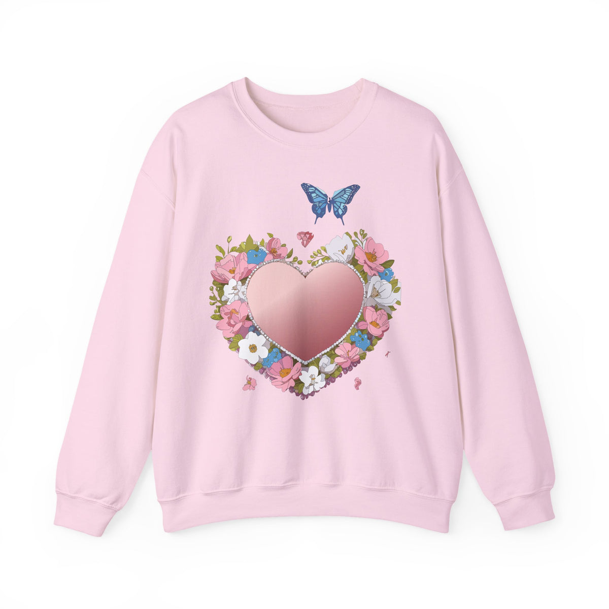 Floral Heart Love Graphic Valentine's Day Sweatshirt Unisex 50/50 Cotton-Poly Sweatshirt w30