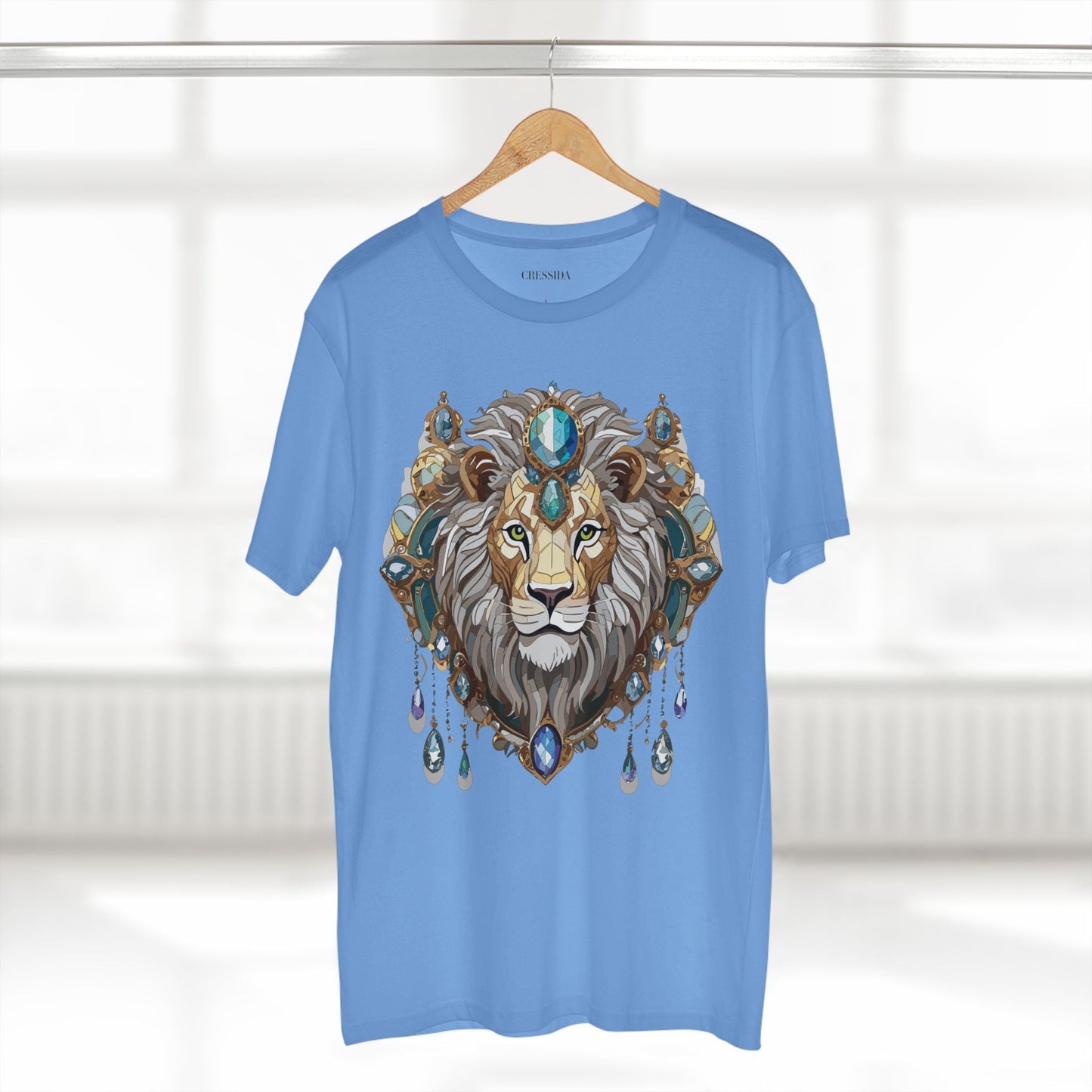 Lion Graphic Unisex 100 Cotton Tee With Unique Animal Golden Medallion Art Design 61